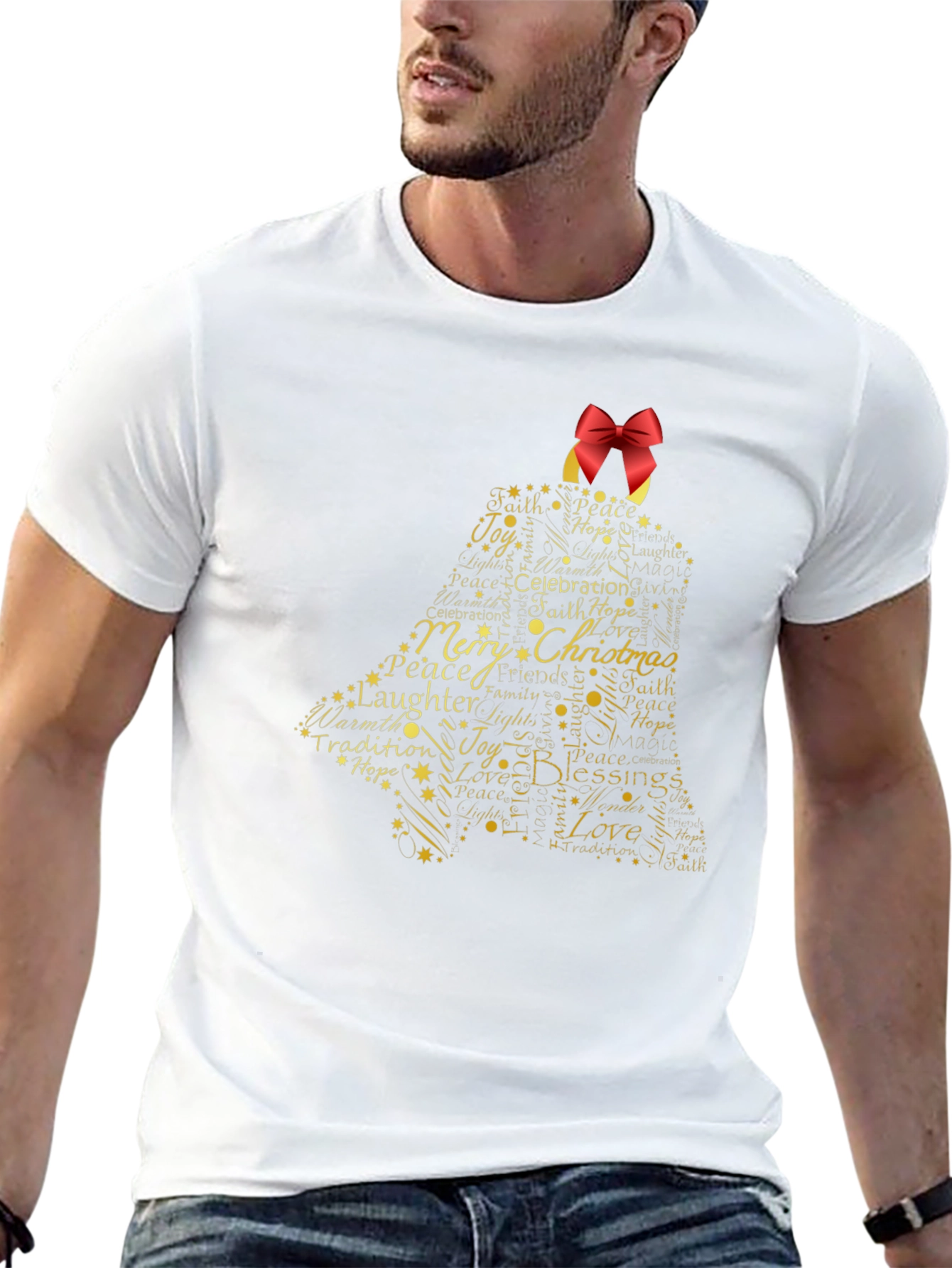 Festive Christmas Bell Graphic T-Shirt