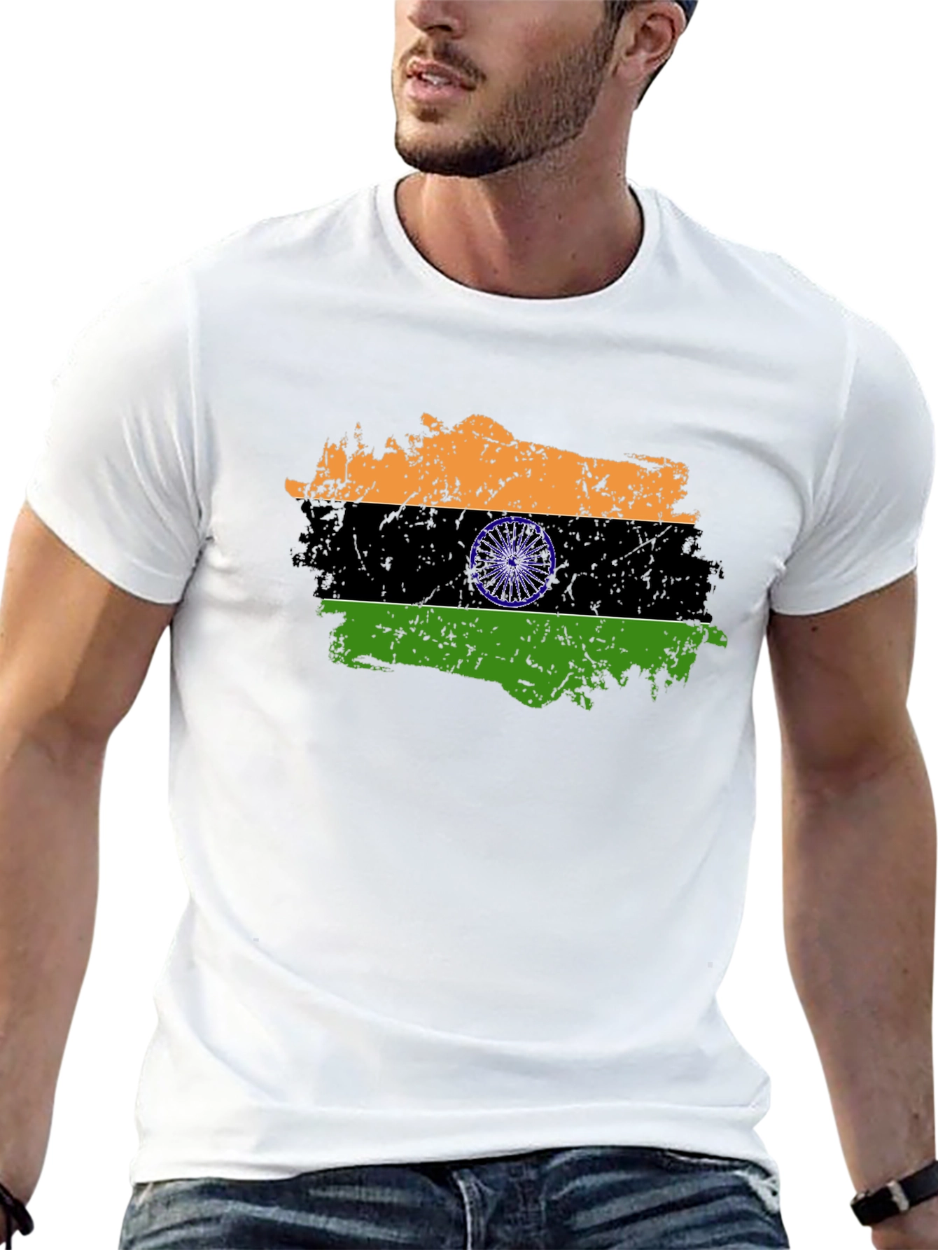 India Flag Graphic Black T-Shirt
