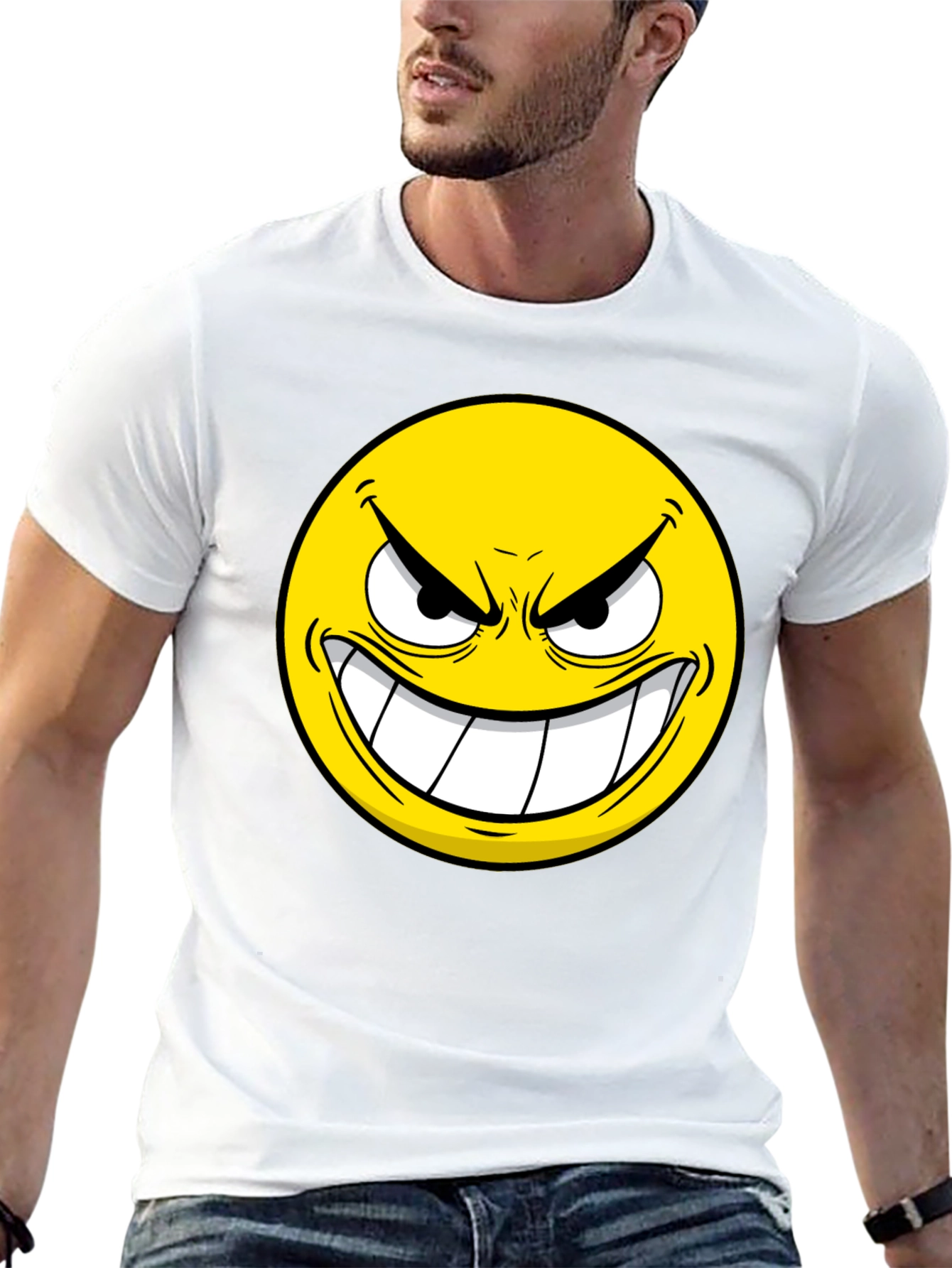 Evil Emoji Graphic Tee - Black Cotton T-Shirt