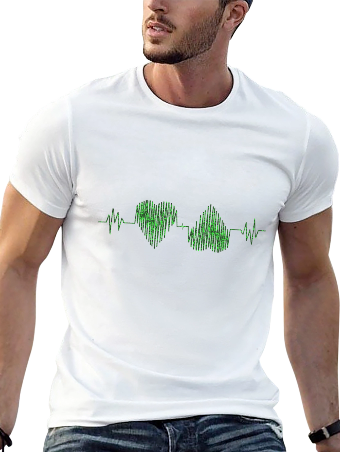 Heartbeat Heart Pulse T-Shirt - Black