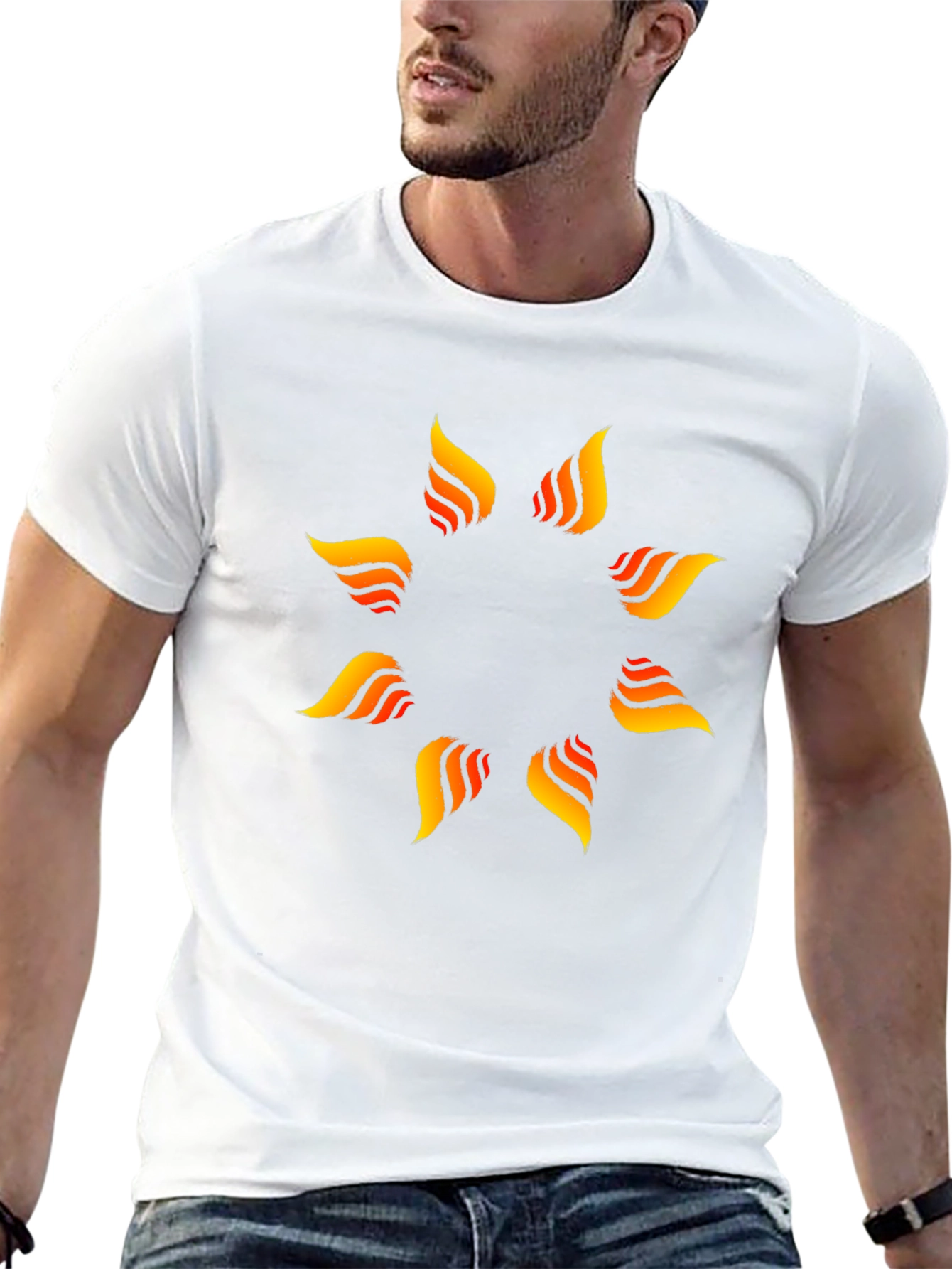 Stylish Black T-Shirt with Flame Design