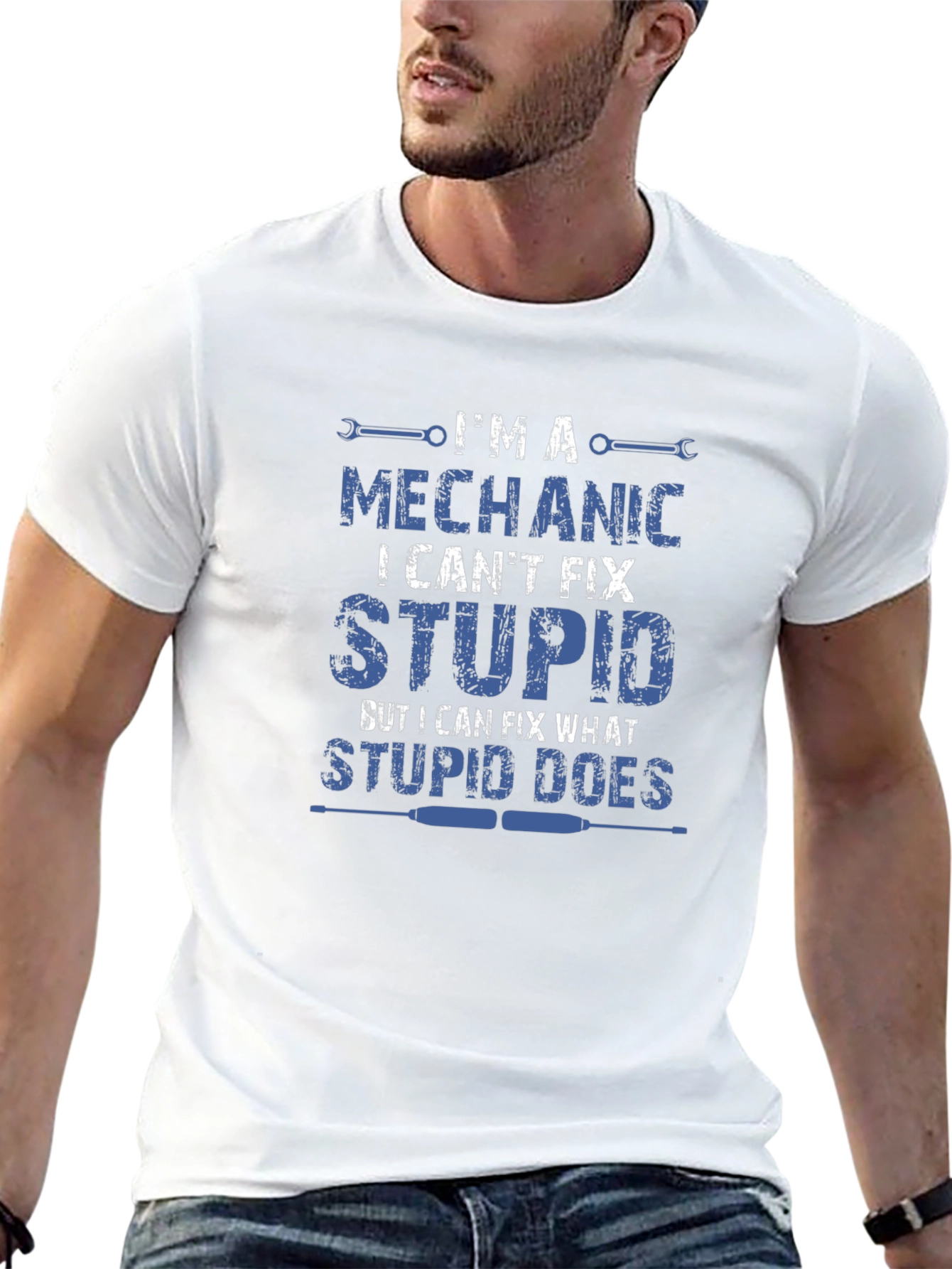 Mechanic Humor T-Shirt - I Cant Fix Stupid