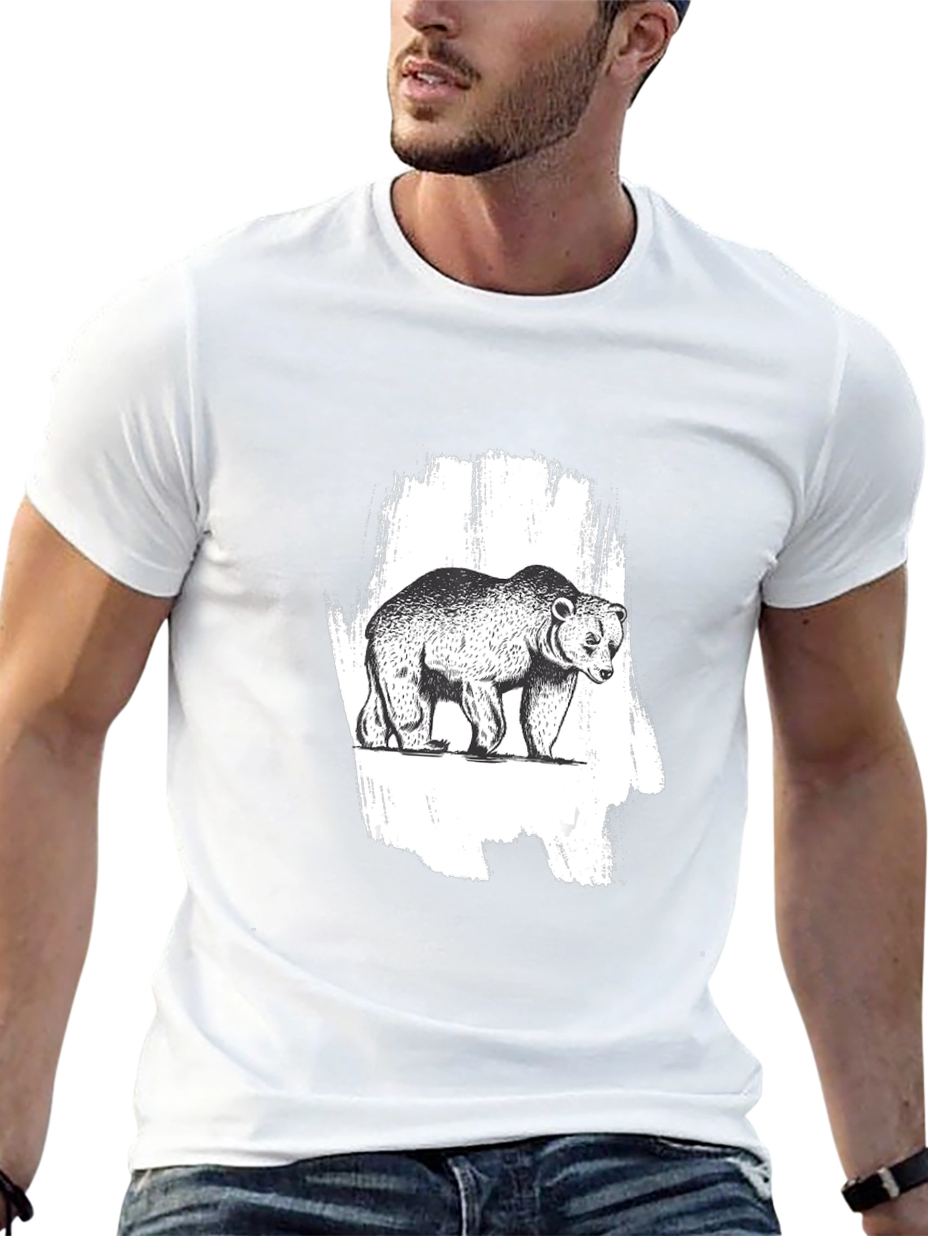 Bear Graphic Black T-Shirt - Nature Inspired Tee
