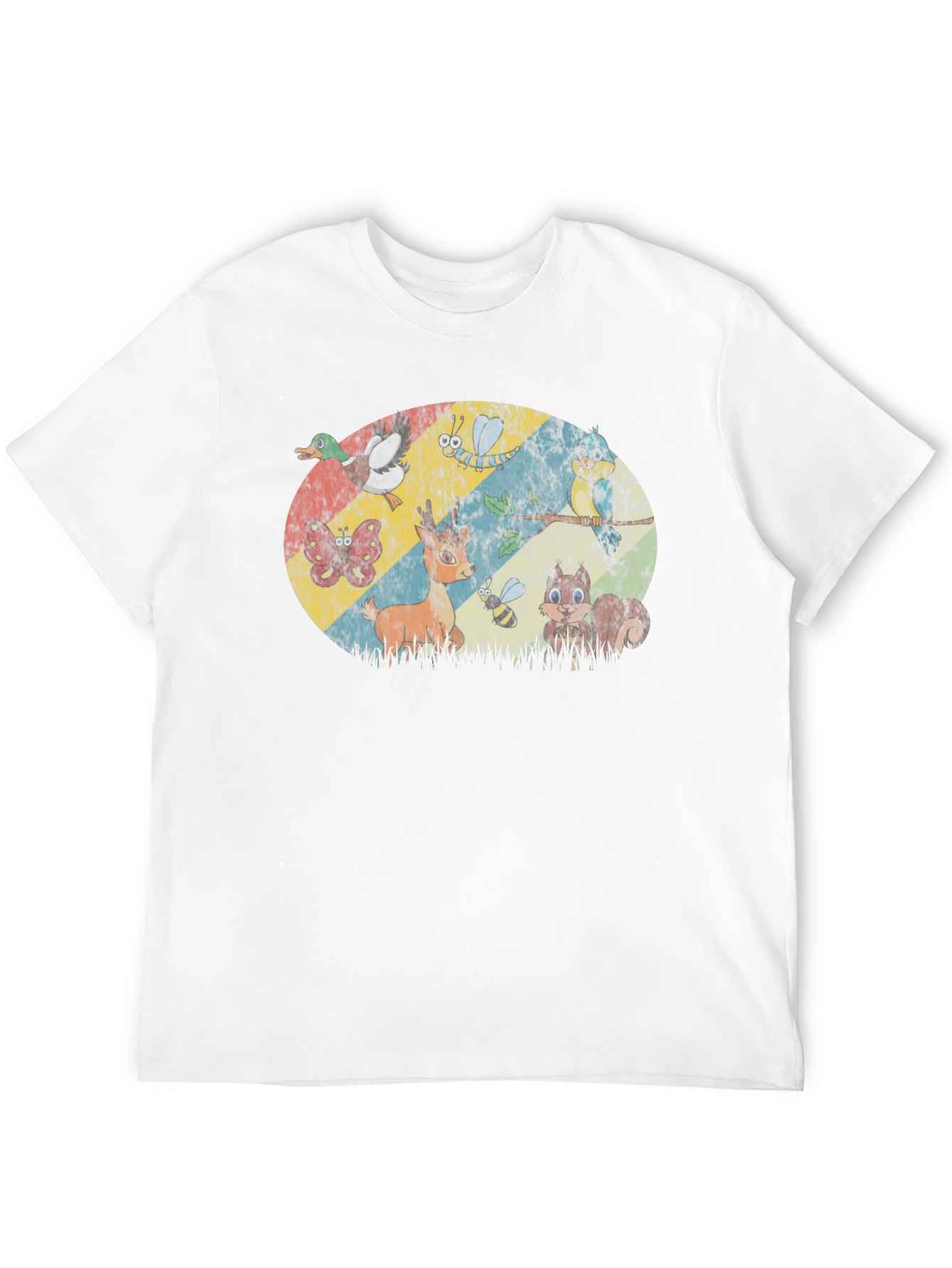 Retro Animals Graphic Print Black T-Shirt