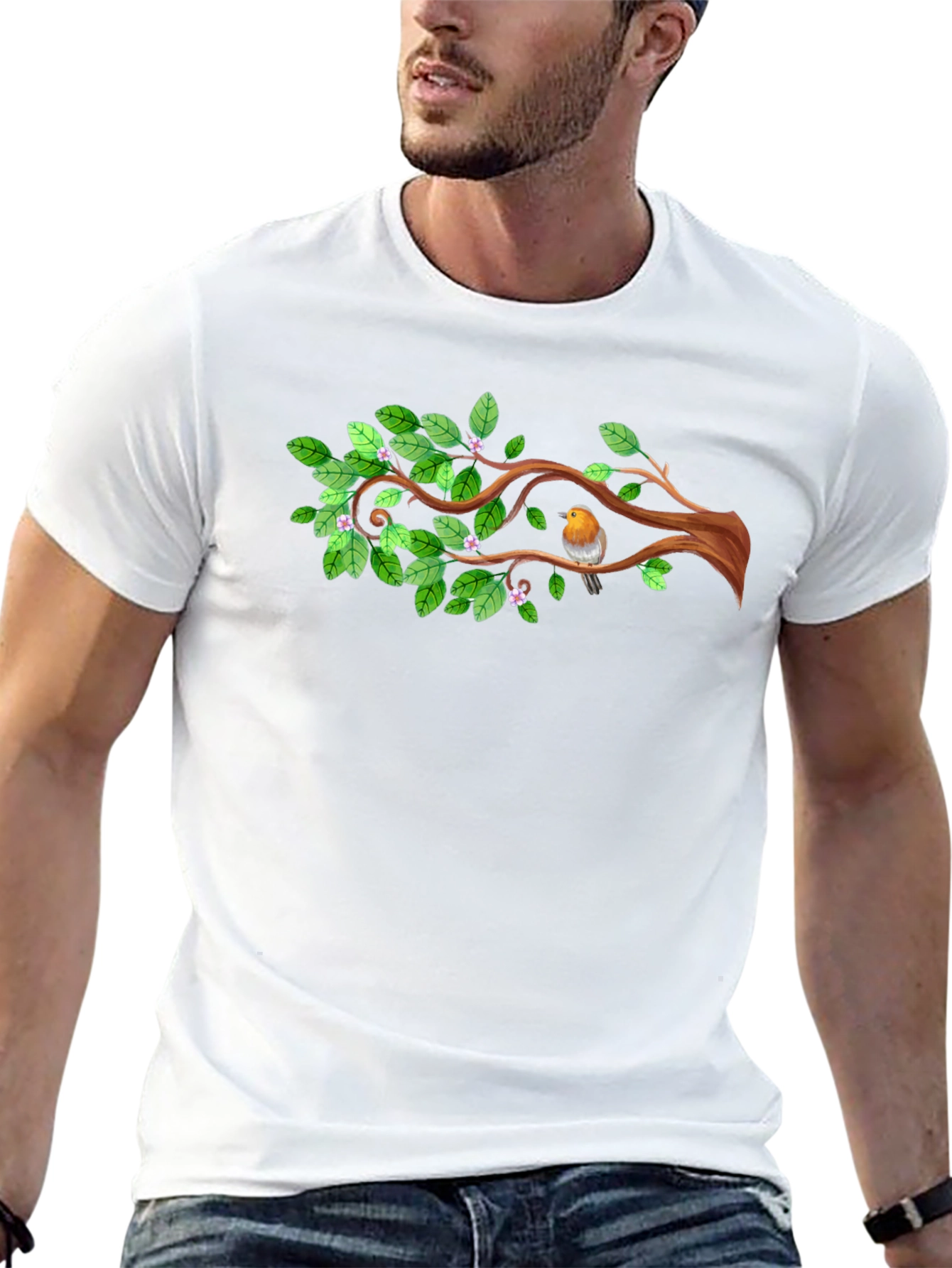 Natures Embrace: Bird on Branch T-Shirt