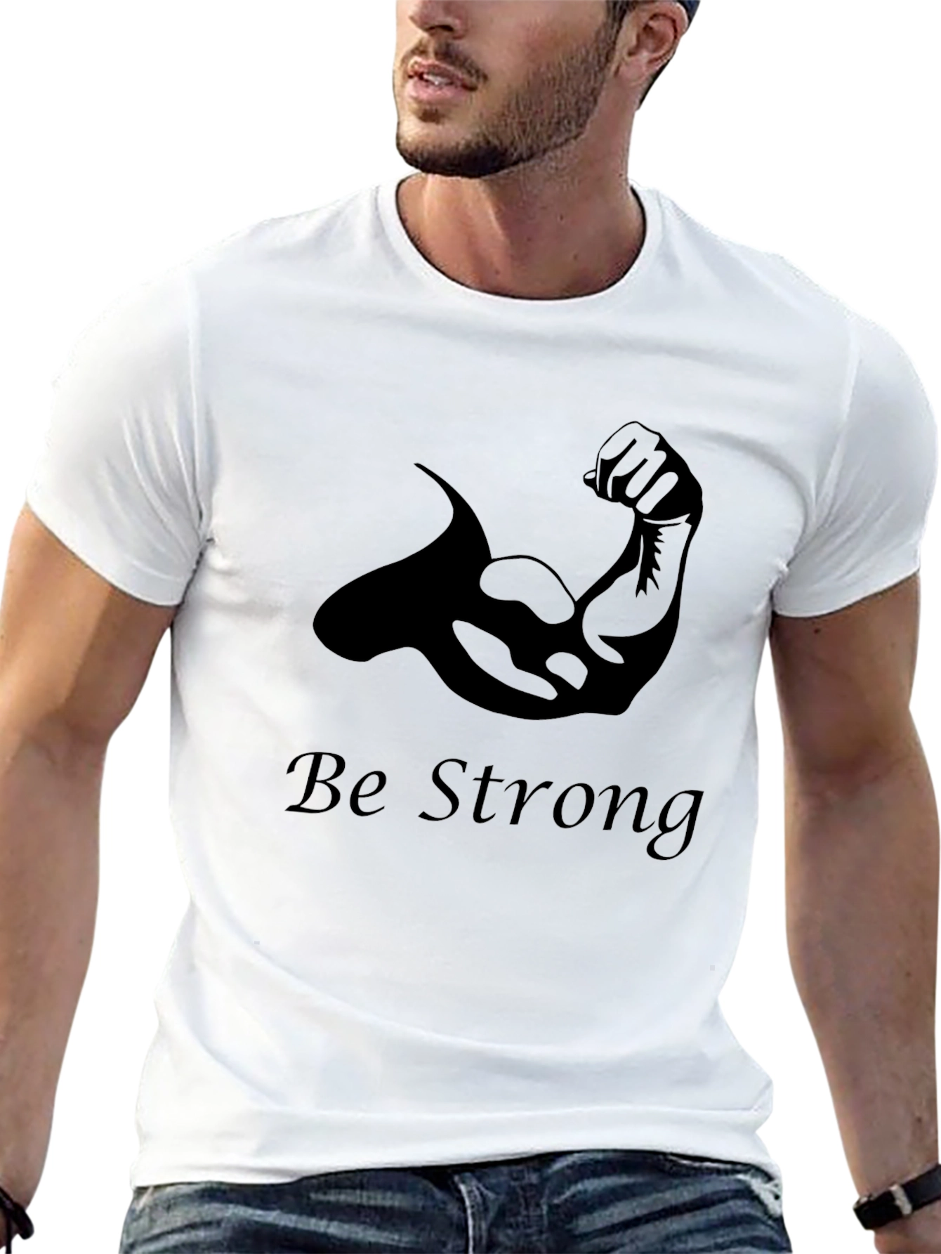 Be Strong Graphic Tee - Black Cotton T-Shirt