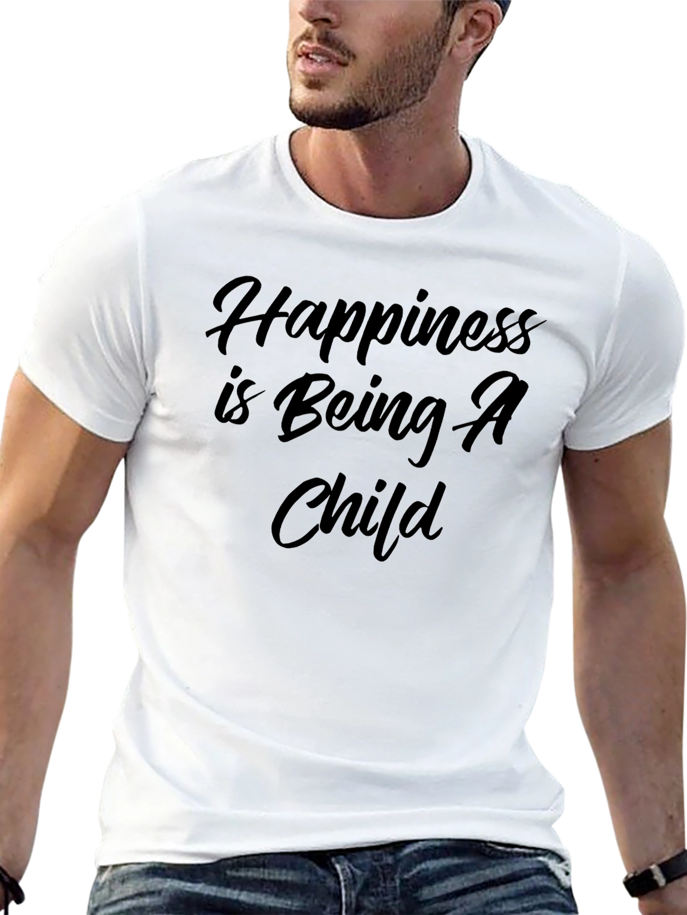 Happiness is Being A Child Graphic Tee - Black
