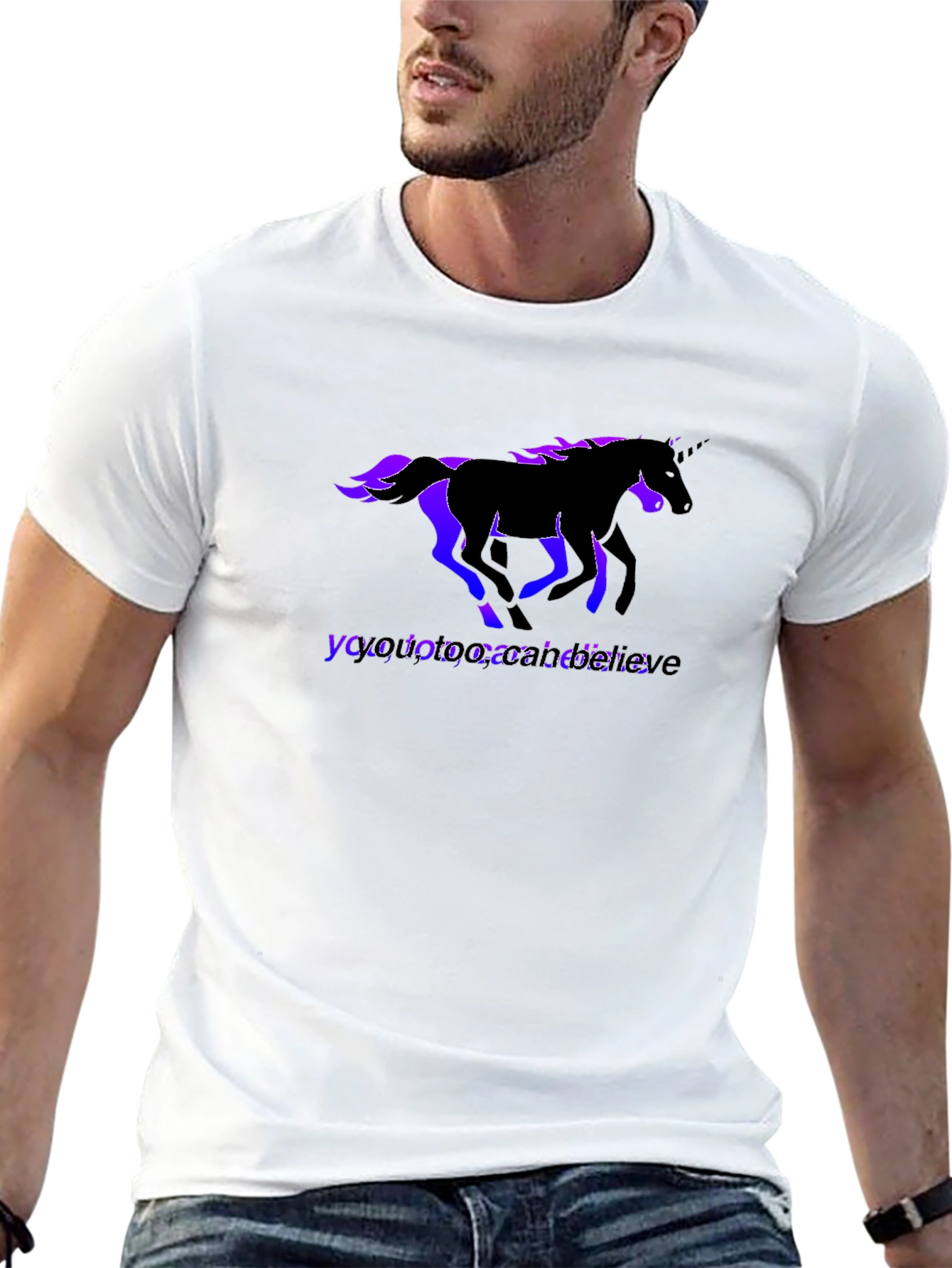 Believe Unicorn Graphic Black Tee