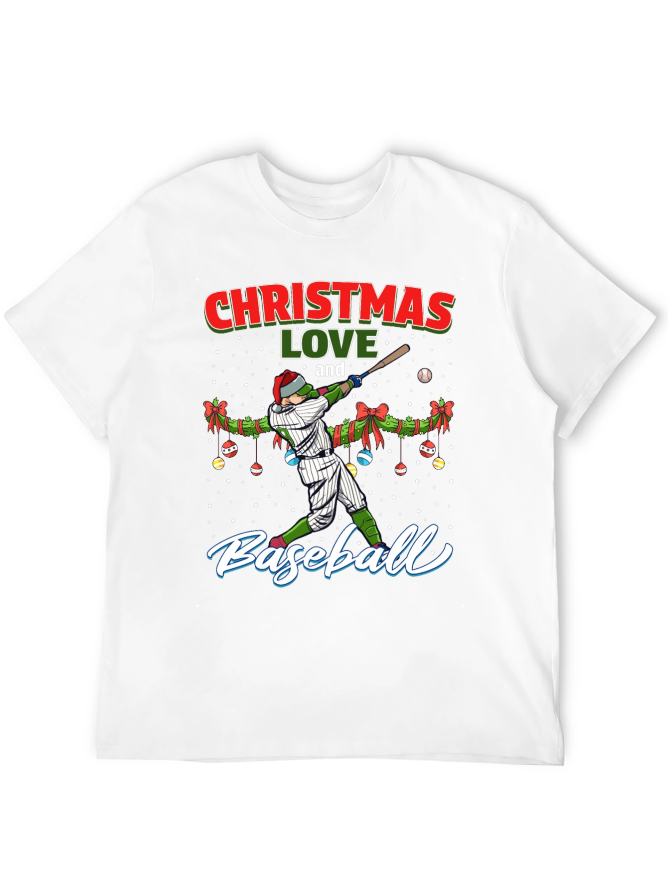 Christmas Baseball Lover T-Shirt Holiday Graphic Tee