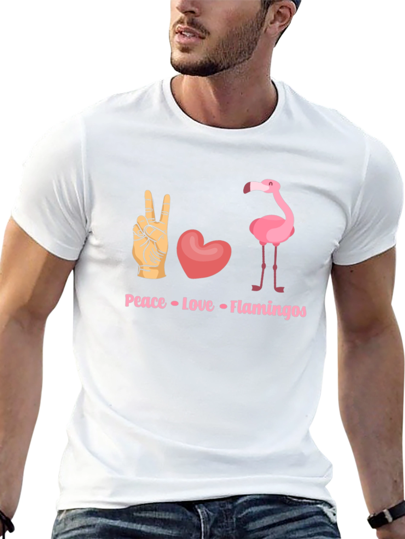 Peace Love Flamingos Graphic T-Shirt