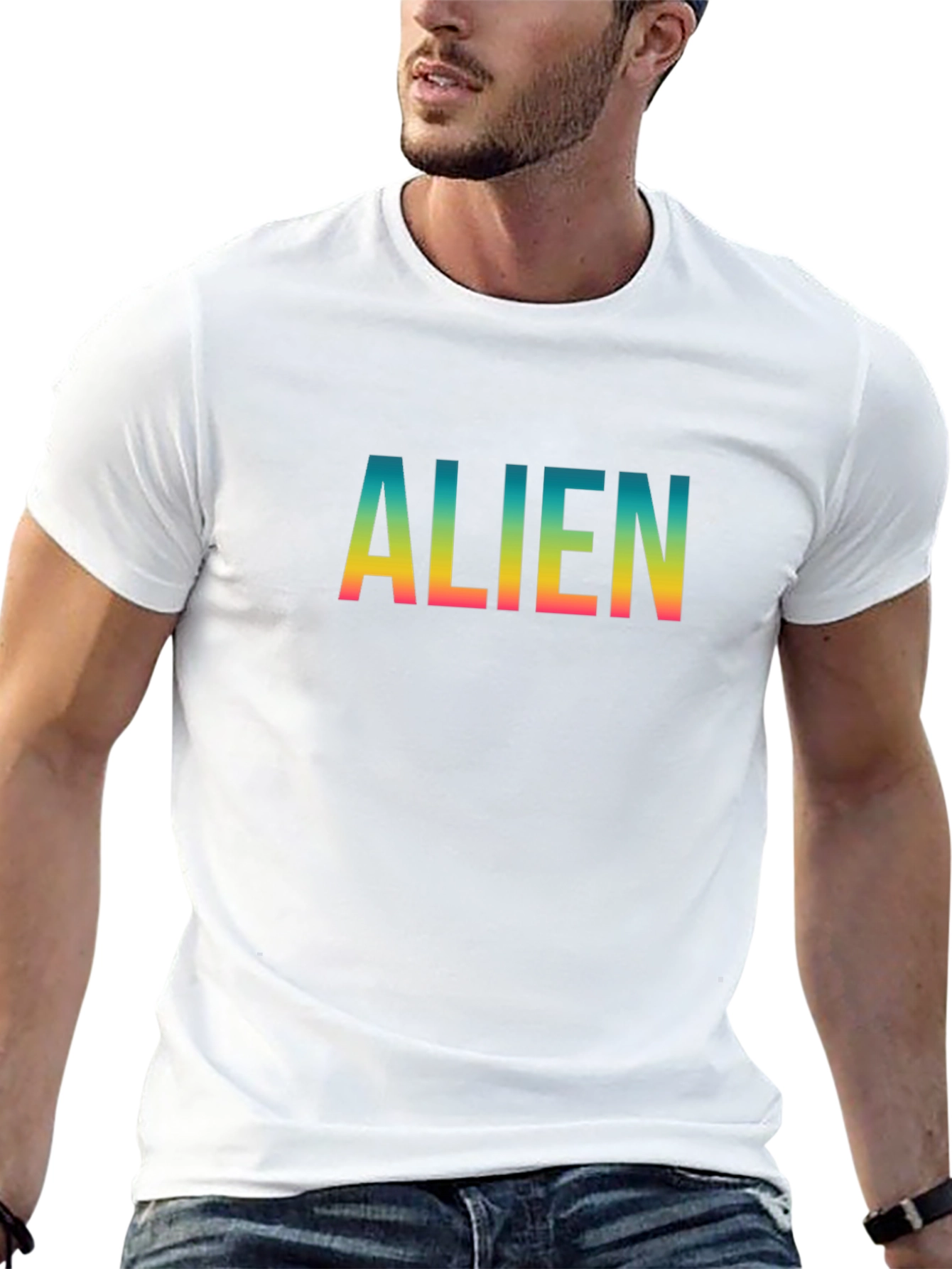 Alien Gradient Graphic Black T-Shirt