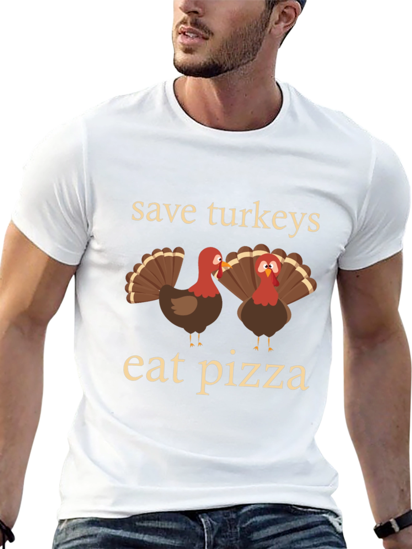 Save Turkeys Eat Pizza T-Shirt Thanksgiving Tee
