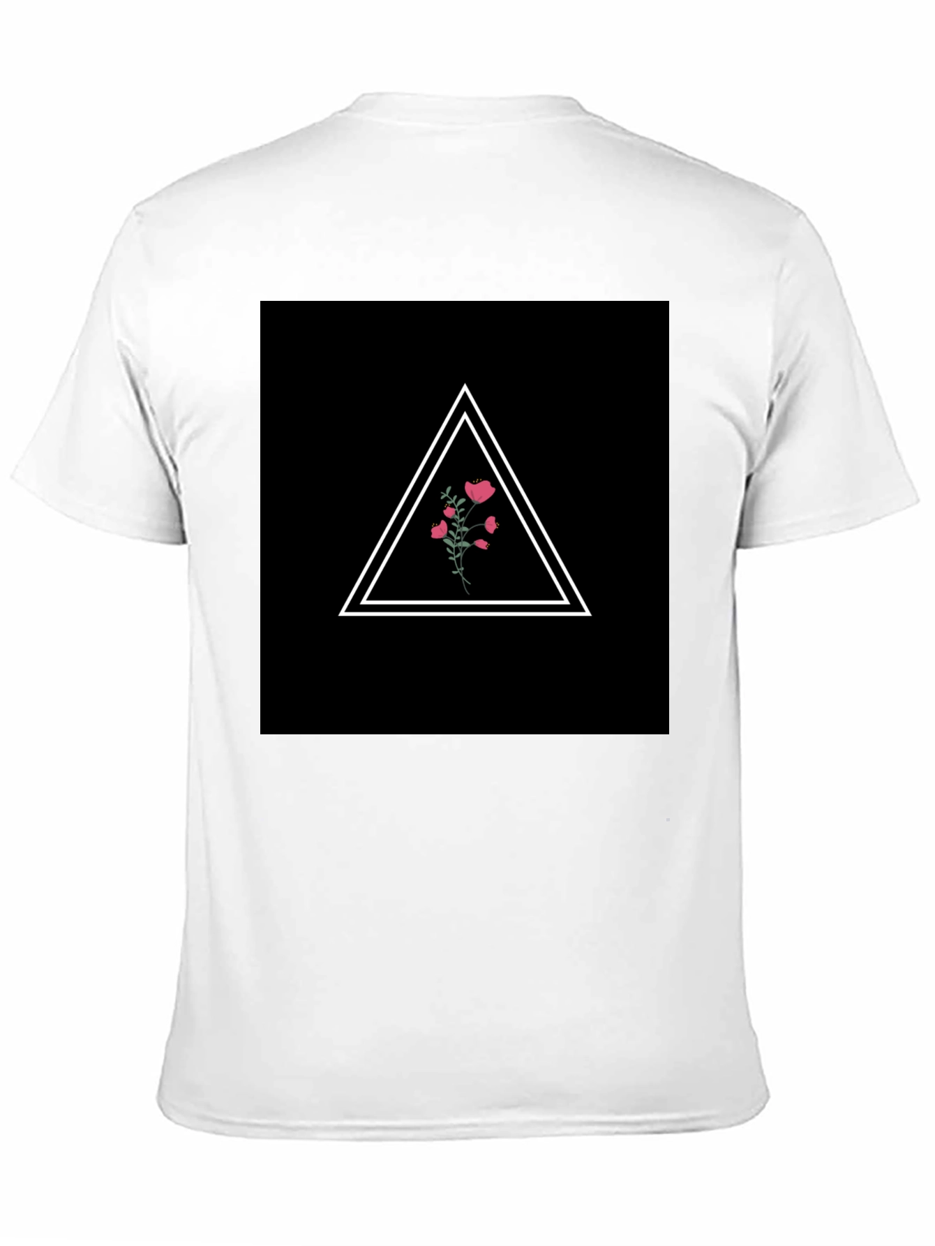 Minimalist Floral Triangle Black T-Shirt