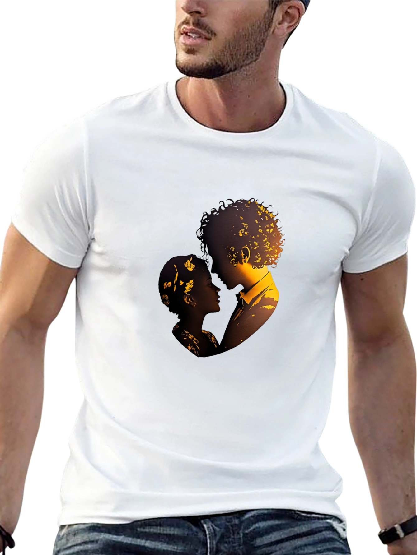 Romantic Silhouette Graphic Tee - Black