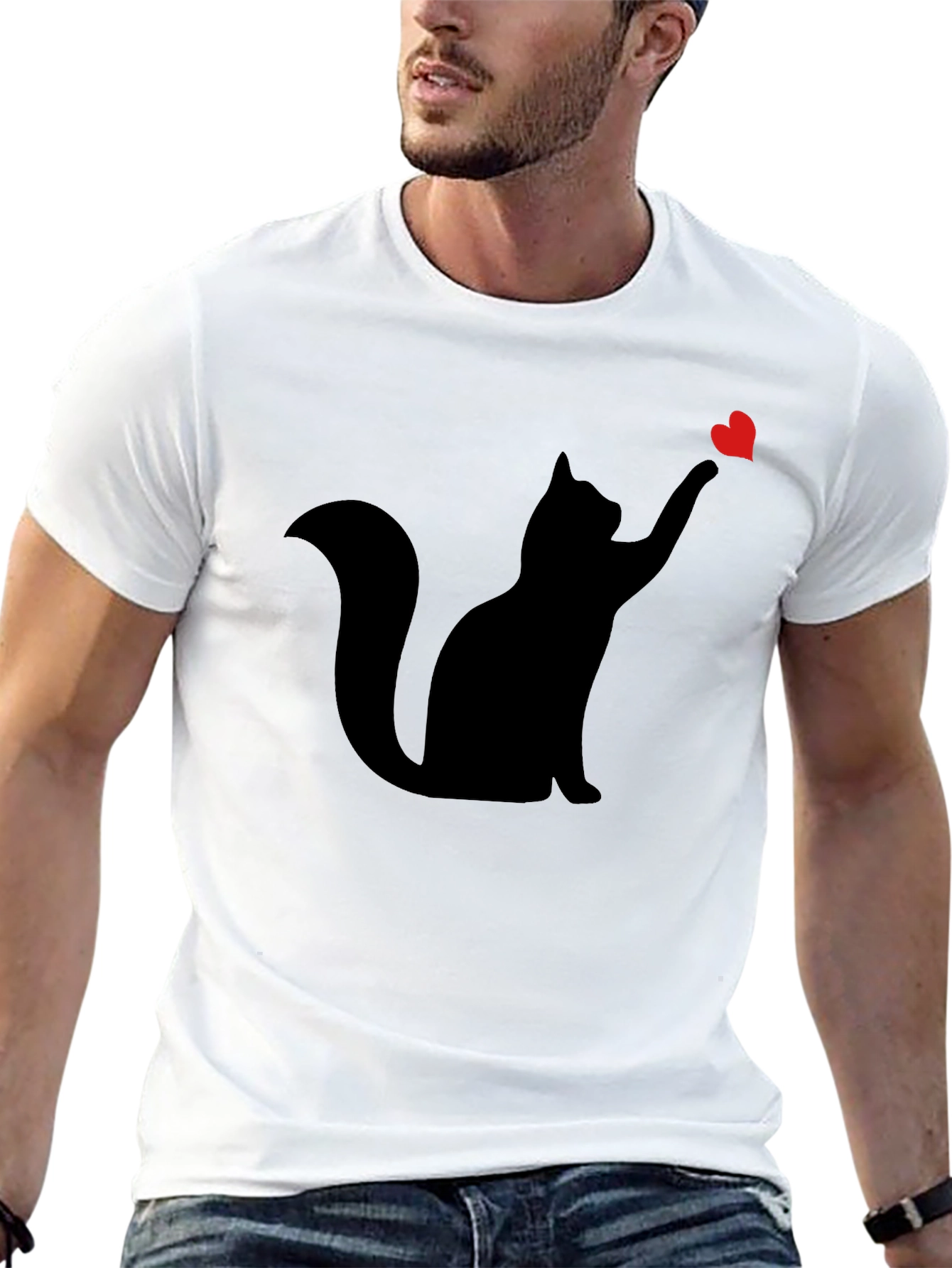 Black Cat Heart T-Shirt - Mens Graphic Tee