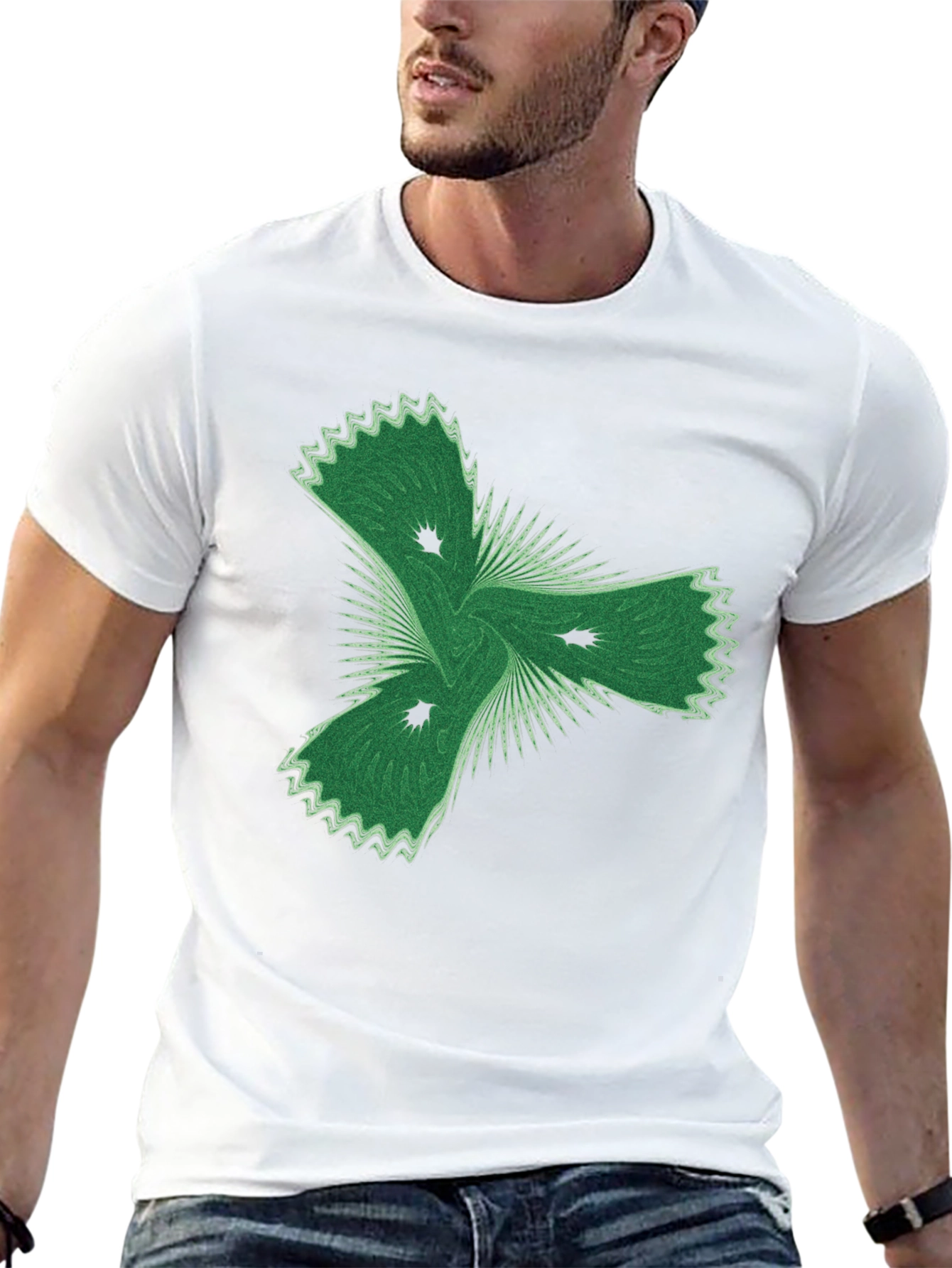 Abstract Green Graphic Black T-Shirt