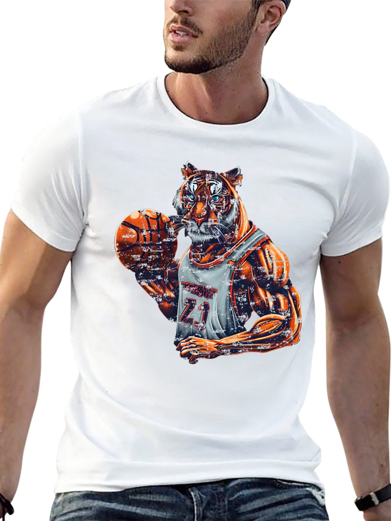 Tiger Basketball Player Graphic Tee