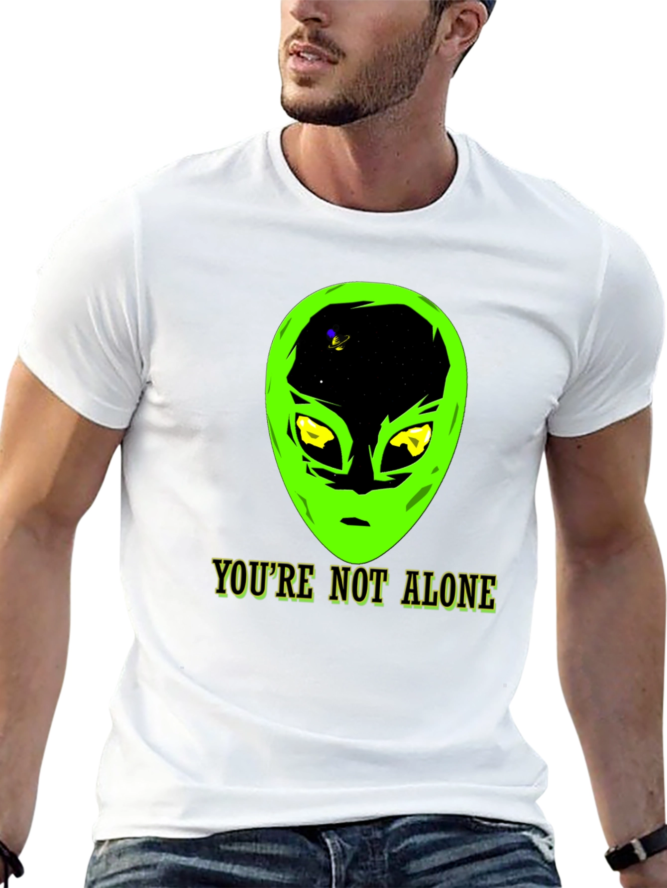 Alien Head T-Shirt - Youre Not Alone Graphic Tee