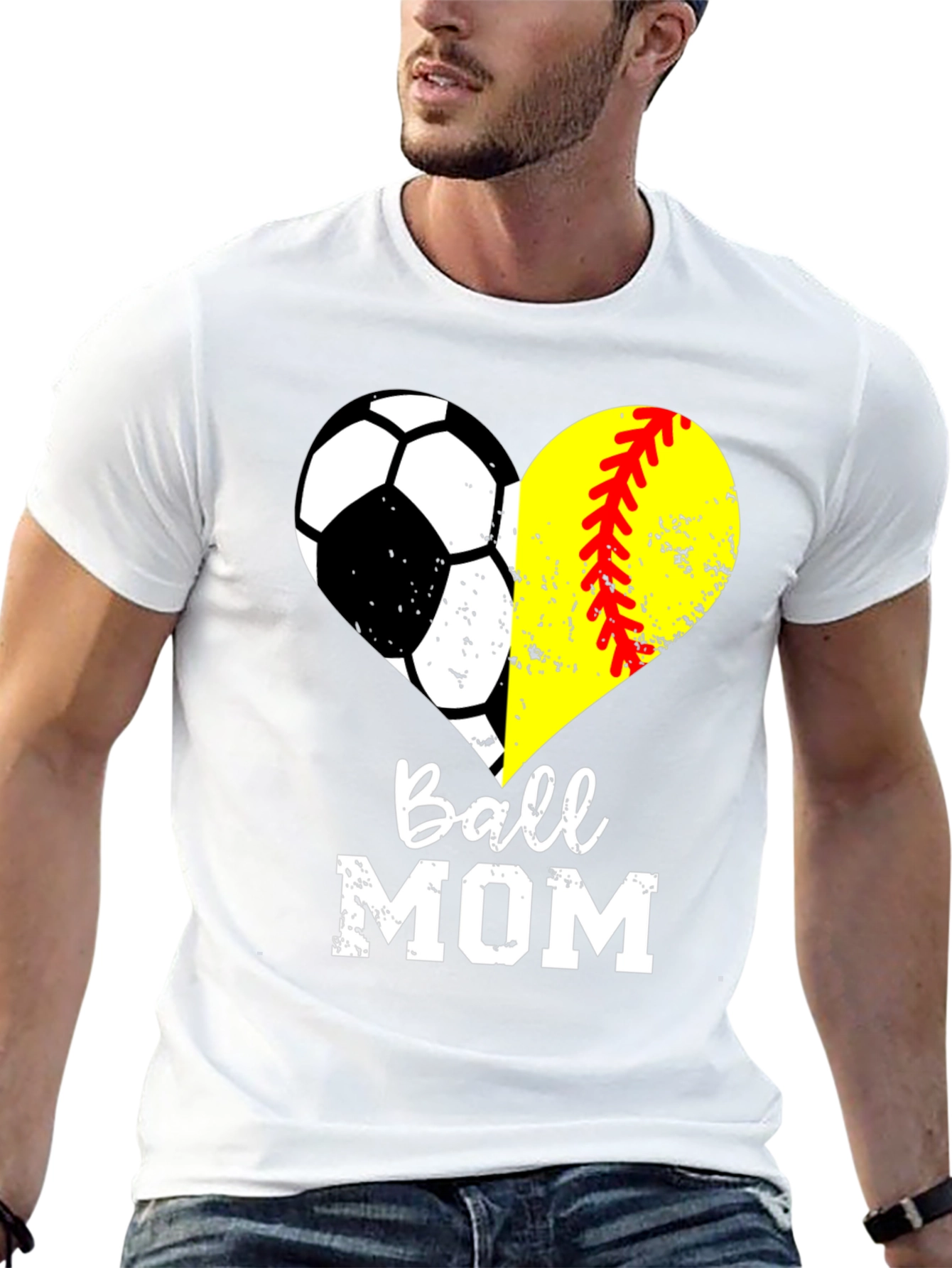 Ball Mom Heart Graphic T-Shirt