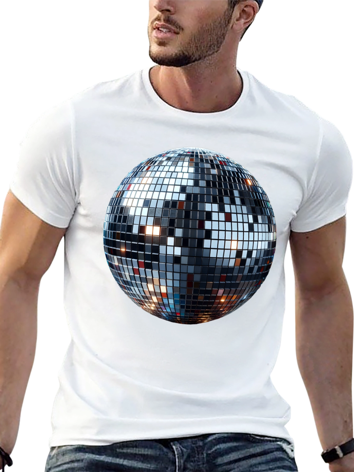 Disco Ball Graphic Tee - Mens Black T-Shirt