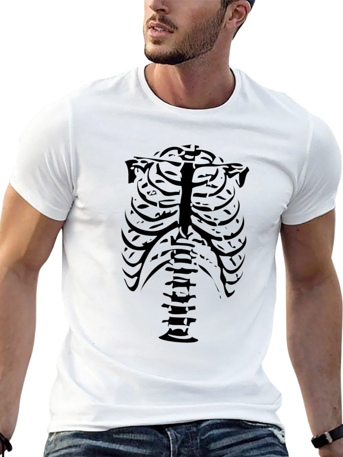Skeleton Ribcage Graphic Tee - Mens Black T-Shirt