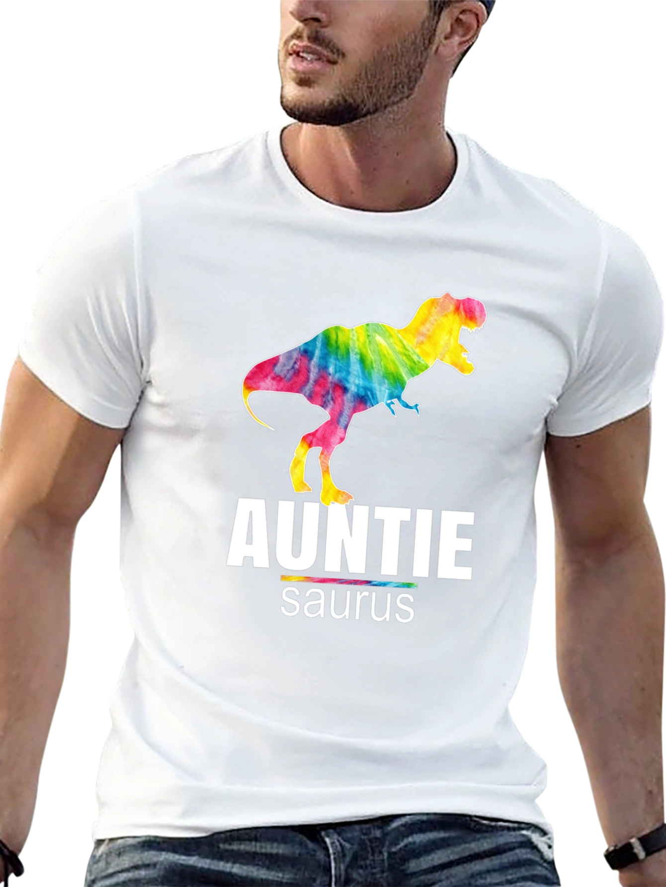Auntie Saurus T-Rex Tie Dye Graphic T-Shirt