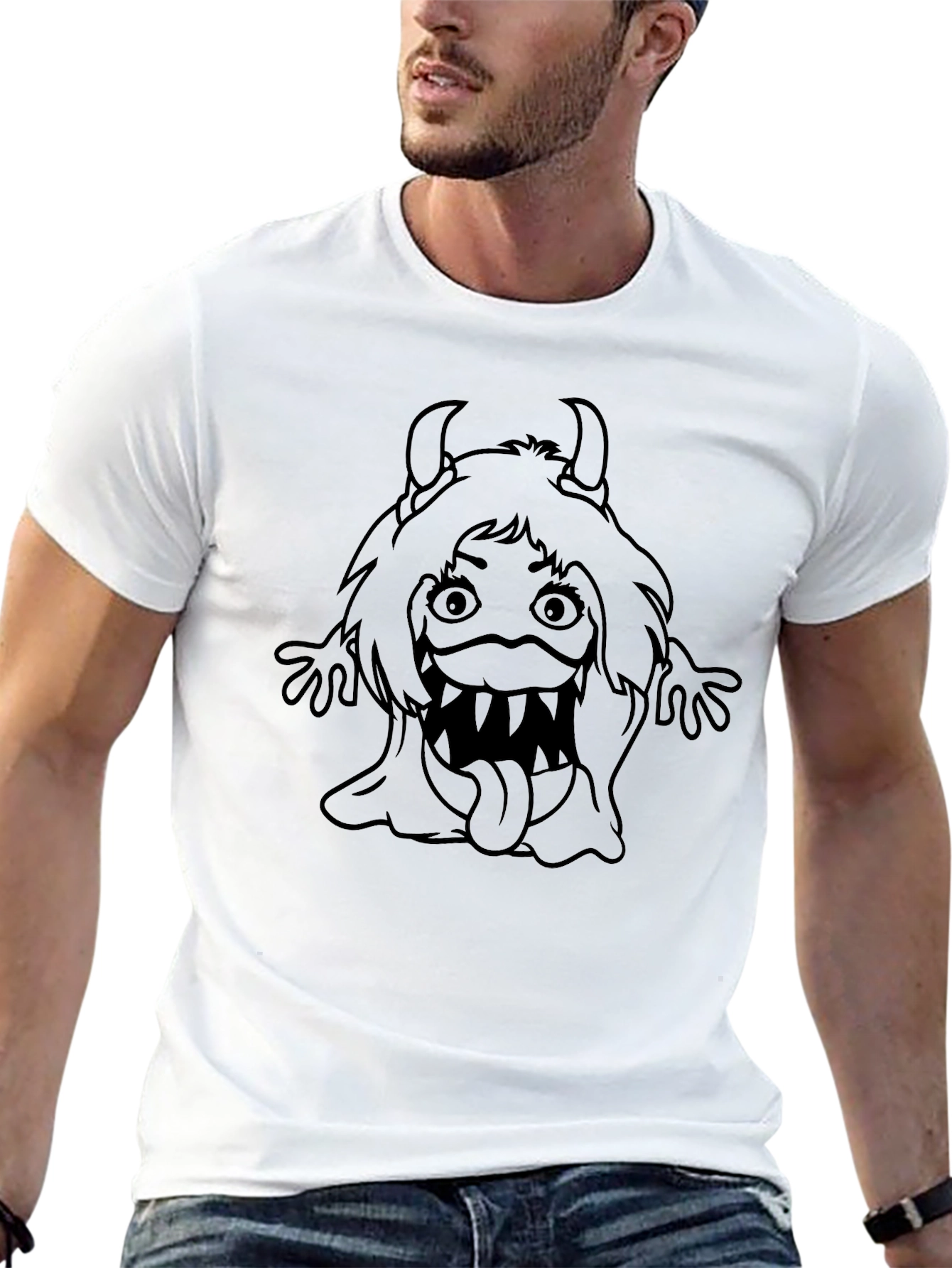 Monster Graphic T-Shirt - Black Cotton Tee