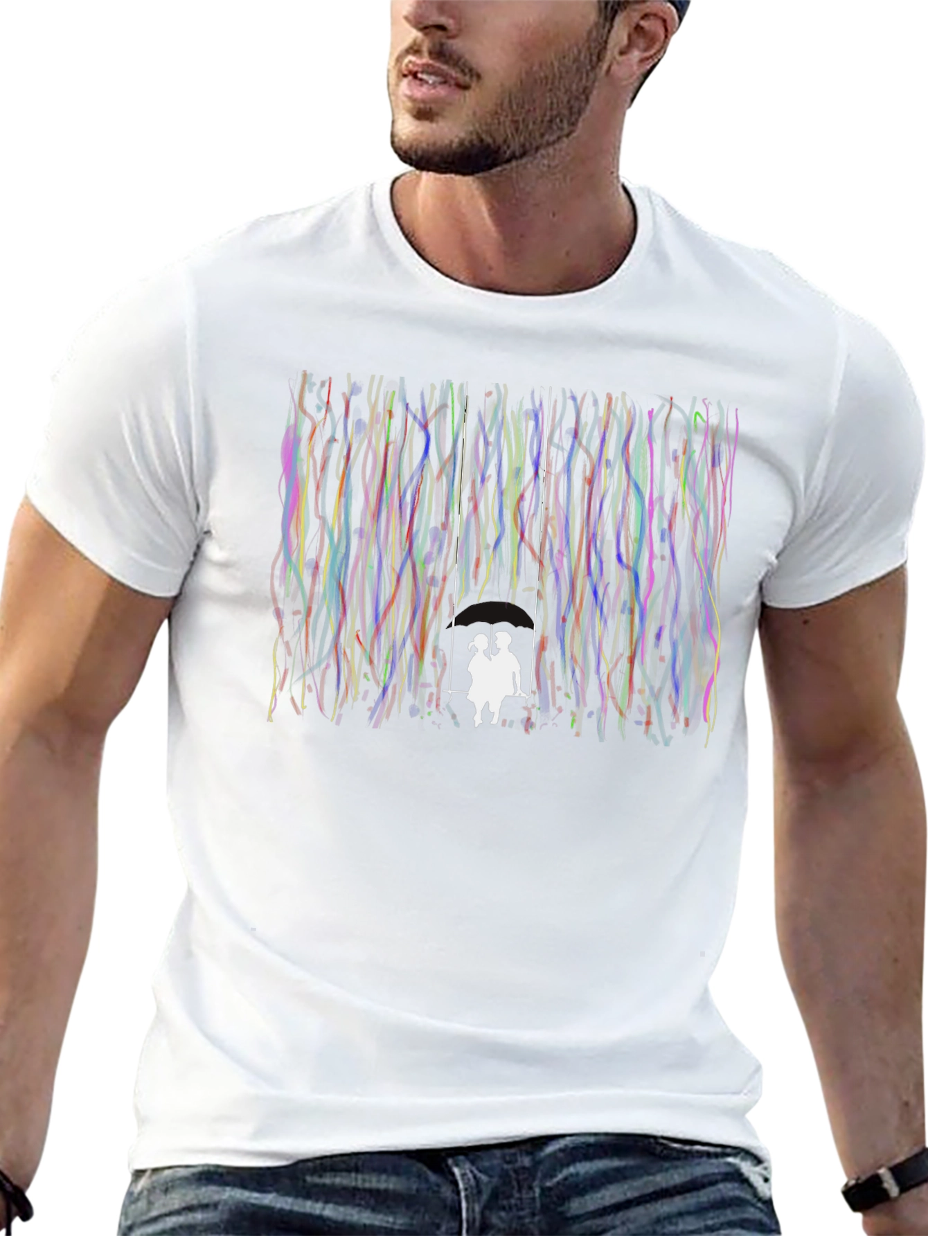 Couple on Swing Graphic Black T-Shirt