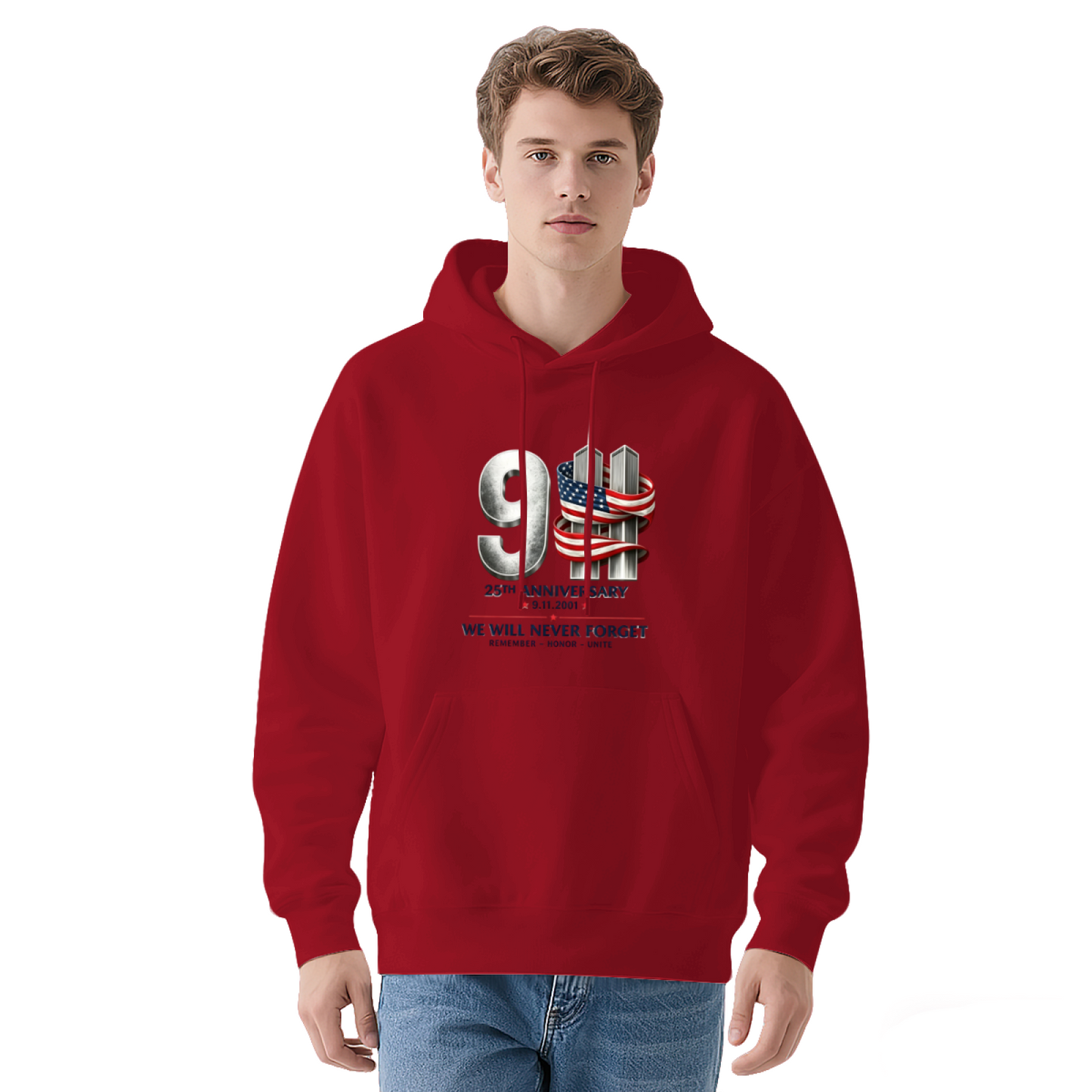 25th Anniversary 9/11 Twin Towers American Flag Tribute Hoodie