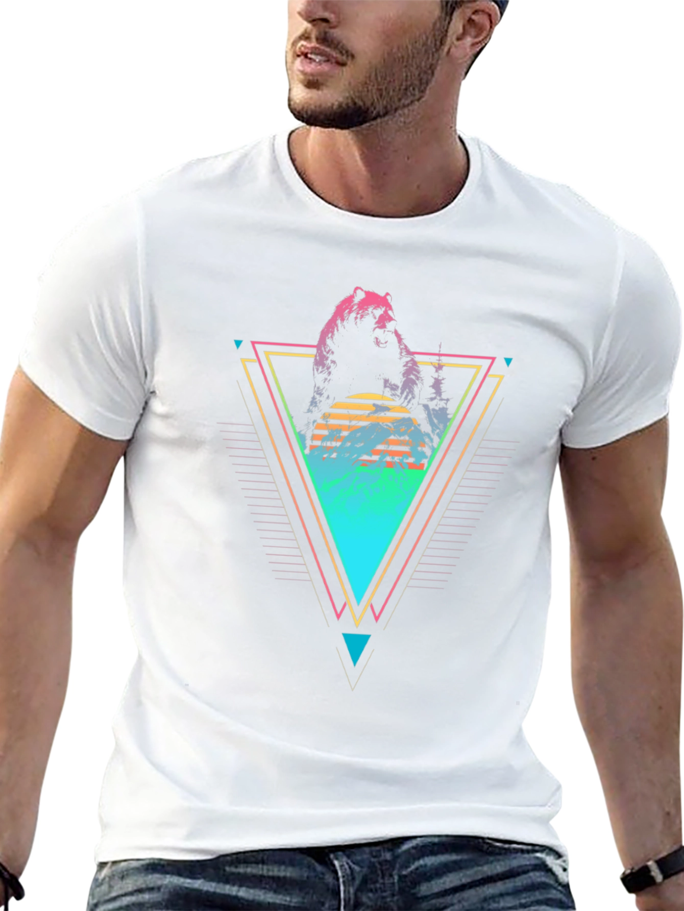 Retro Bear Graphic Tee - Black