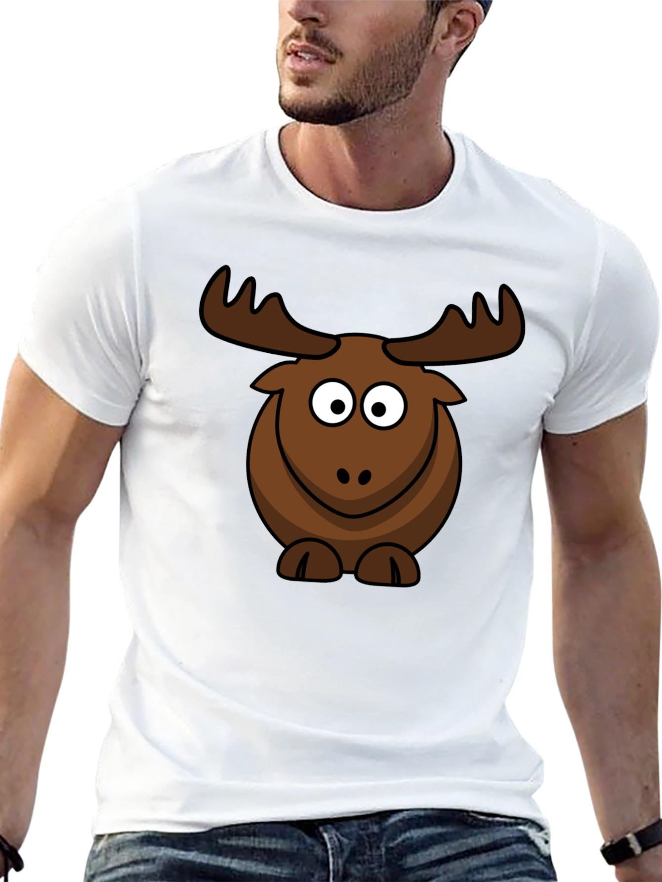Cute Cartoon Moose Graphic T-Shirt