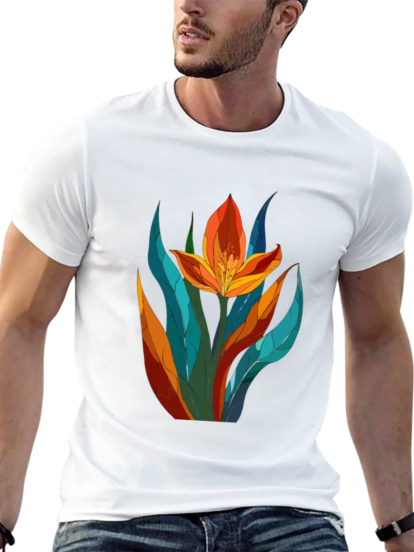 Floral Graphic Tee - Vibrant Tulip Design