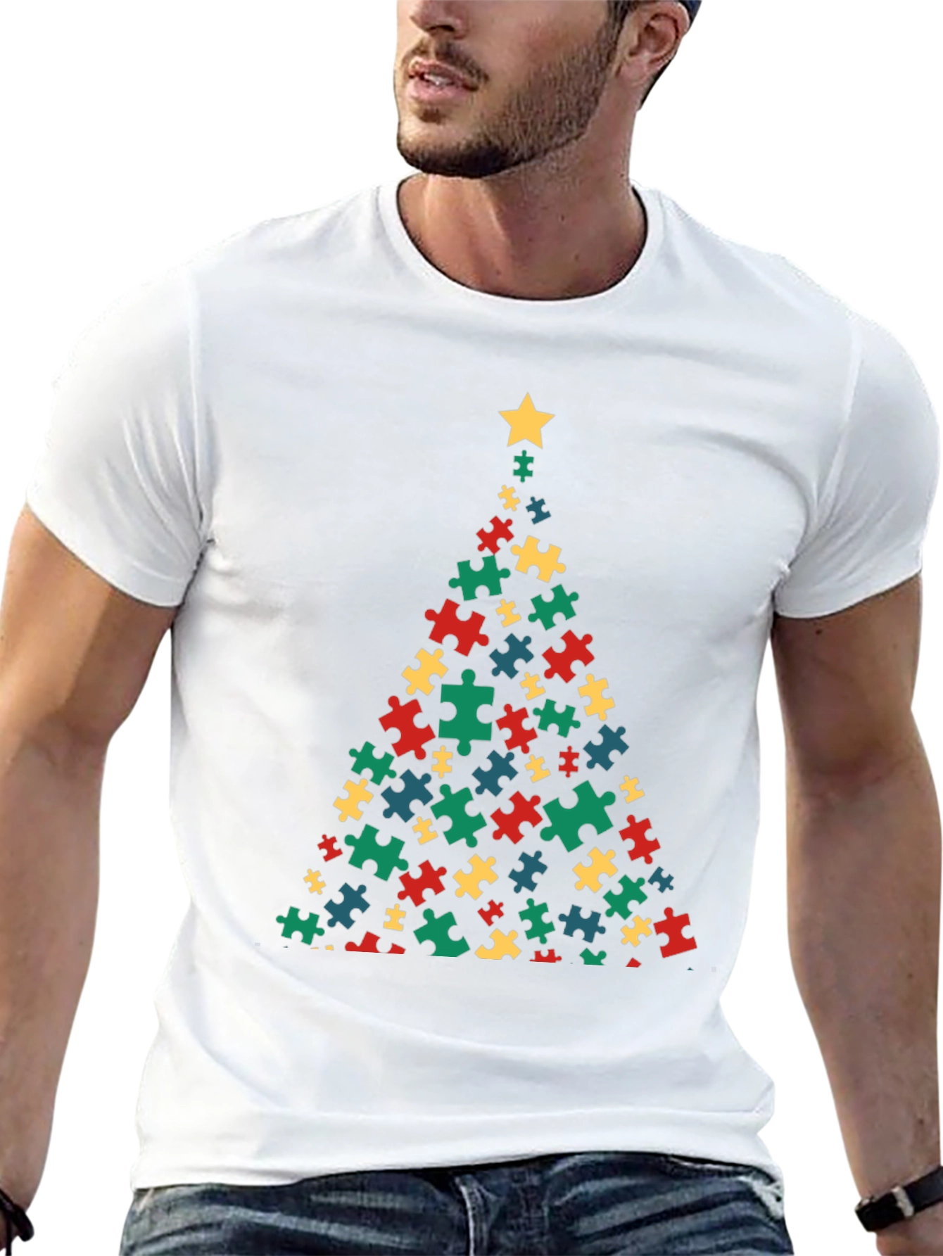 Puzzle Piece Christmas Tree T-Shirt
