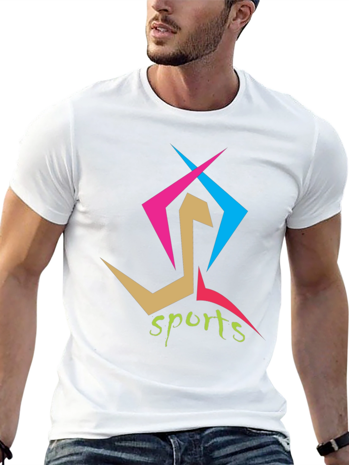 Stylish Sports Graphic Print Black T-Shirt