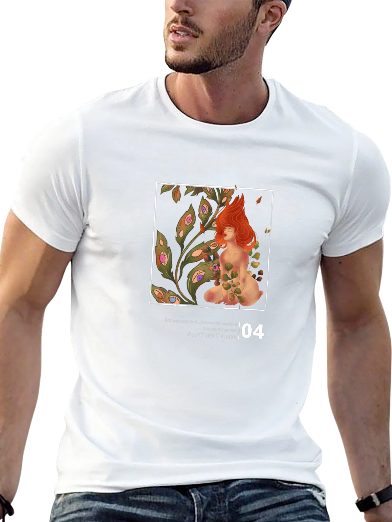 Artistic Graphic T-Shirt - Eye Plant and Red-Haired Muse