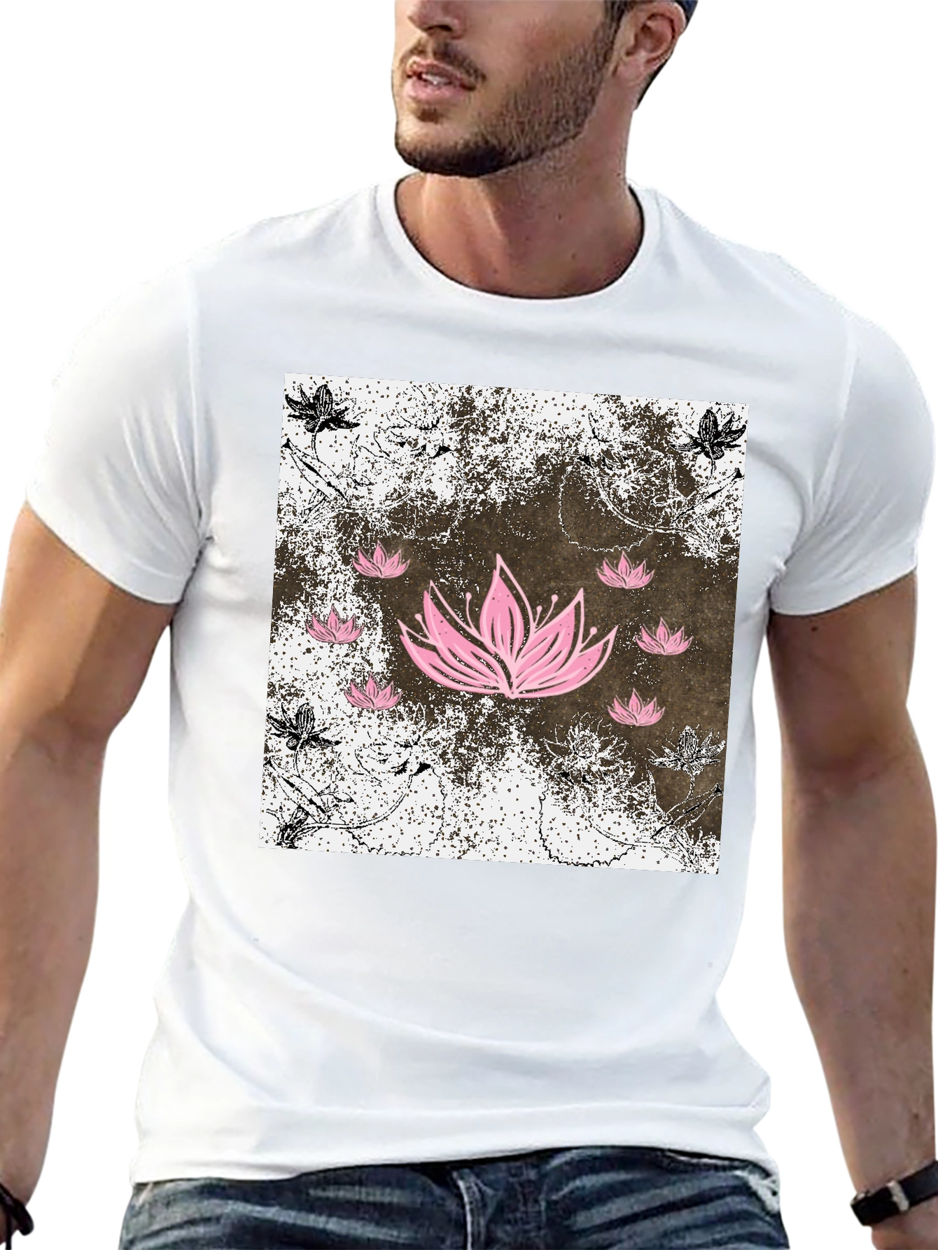 Lotus Flower Graphic Tee - Mens Black T-Shirt