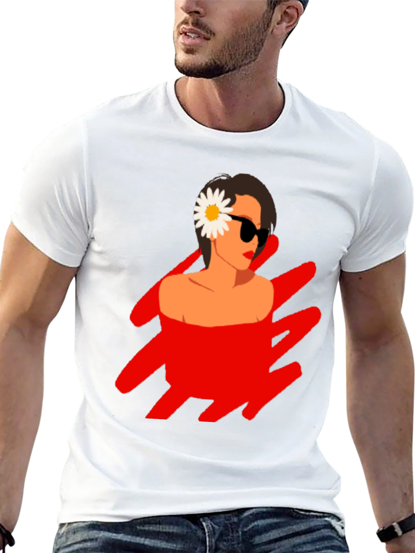Black T-Shirt with Retro Woman Graphic