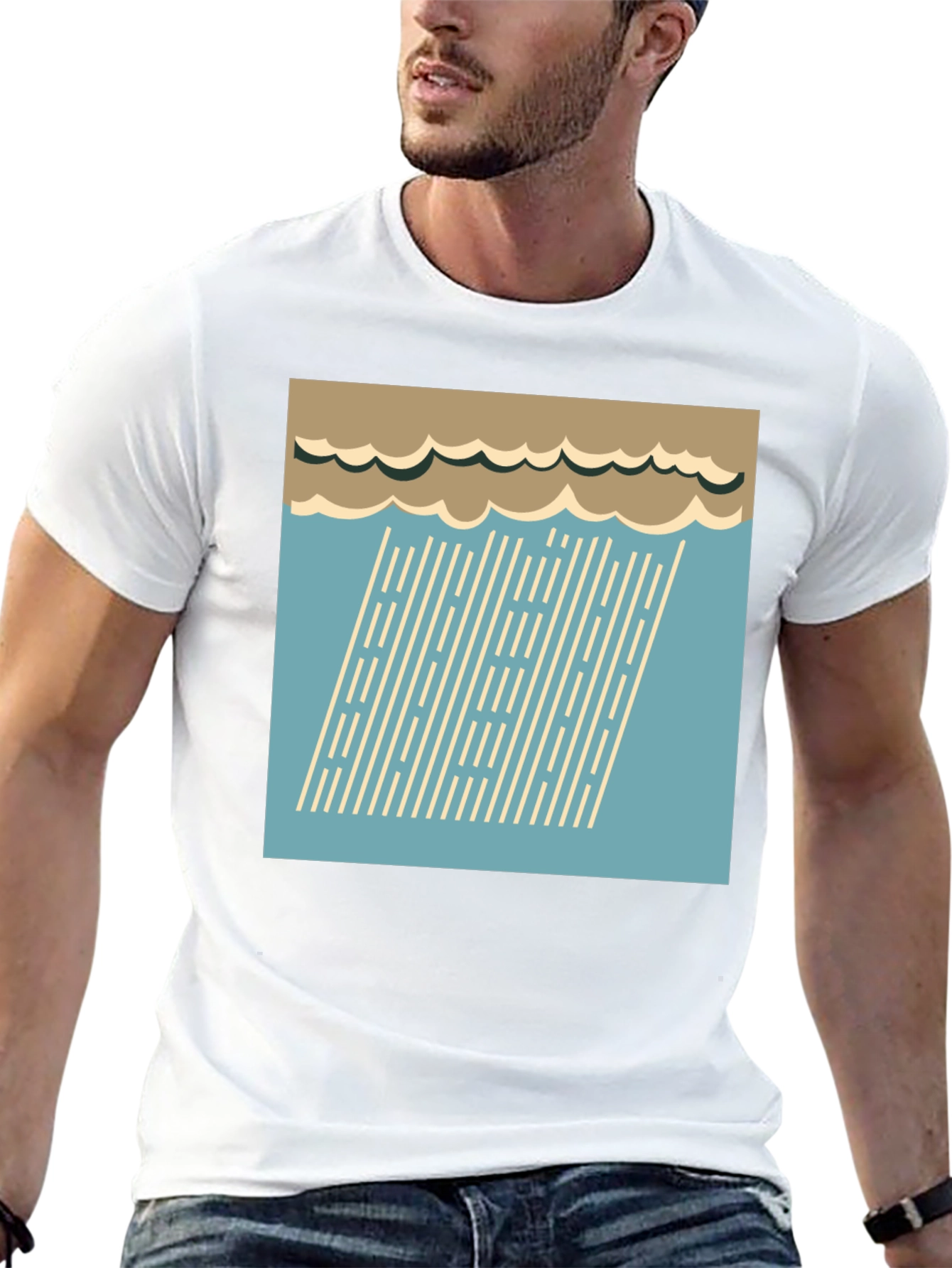 Retro Rain Graphic Tee - Stylish Weather Shirt