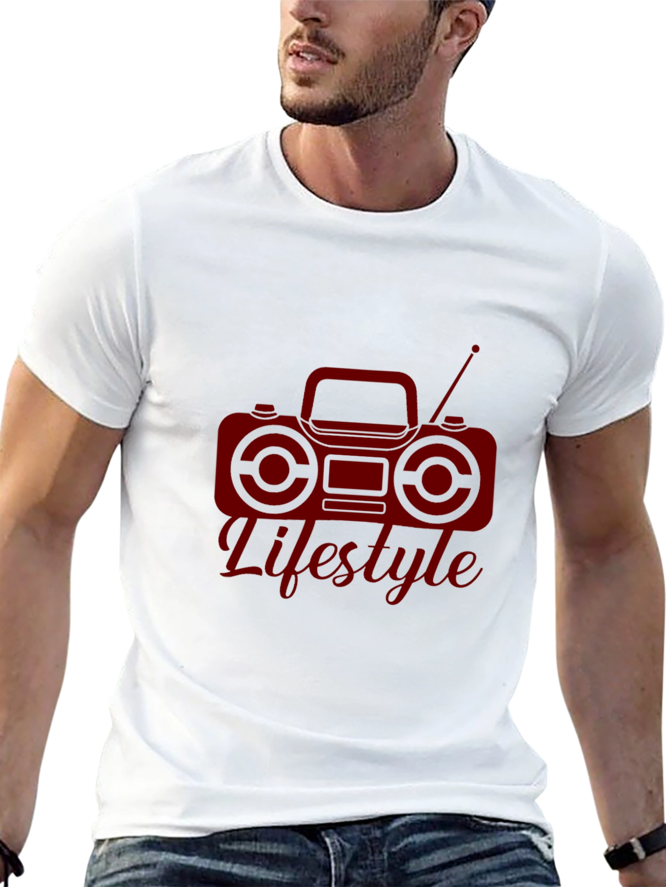 Retro Radio Lifestyle Graphic Tee - Trendy Black T-Shirt