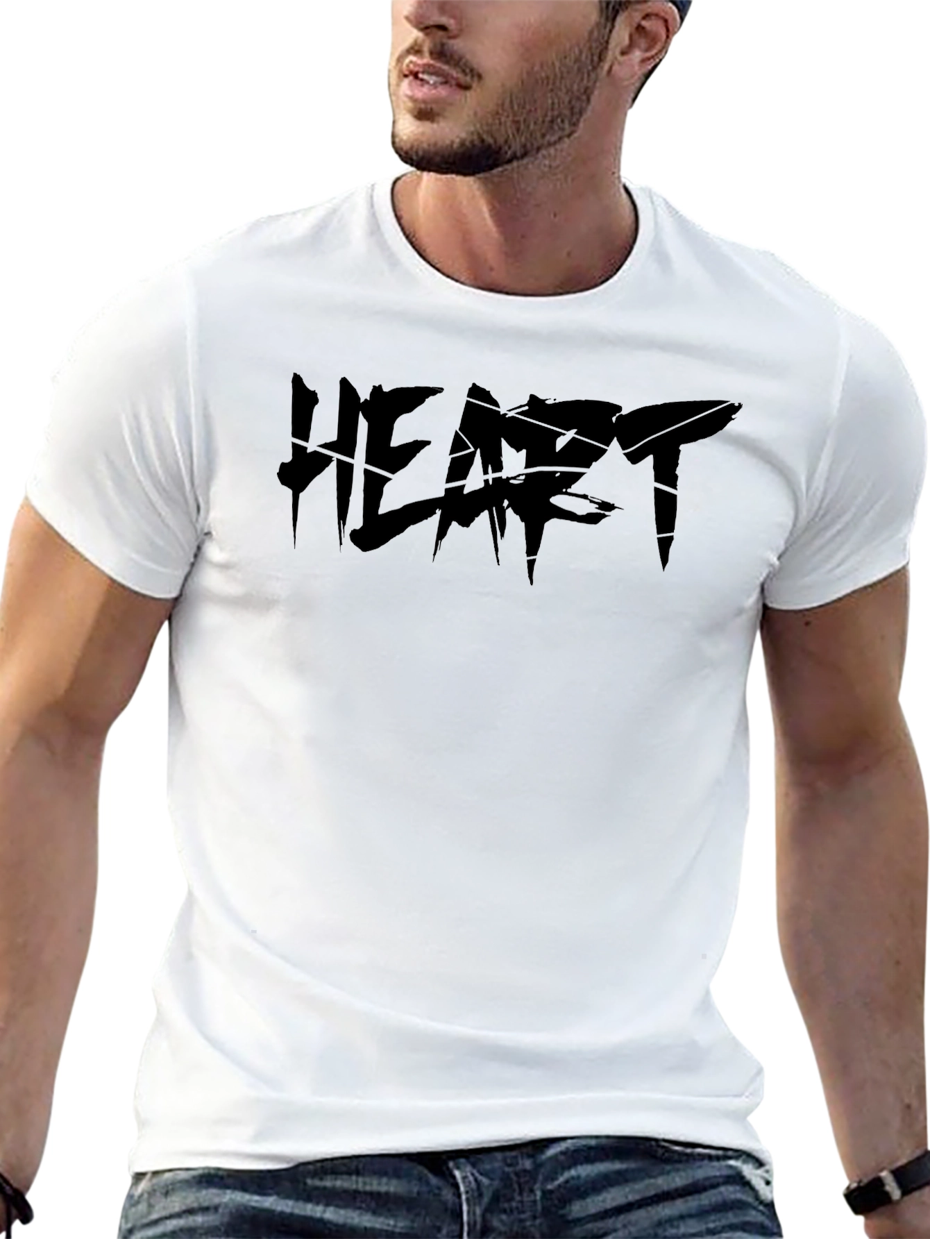 Edgy Black Graphic Tee - HEART Design