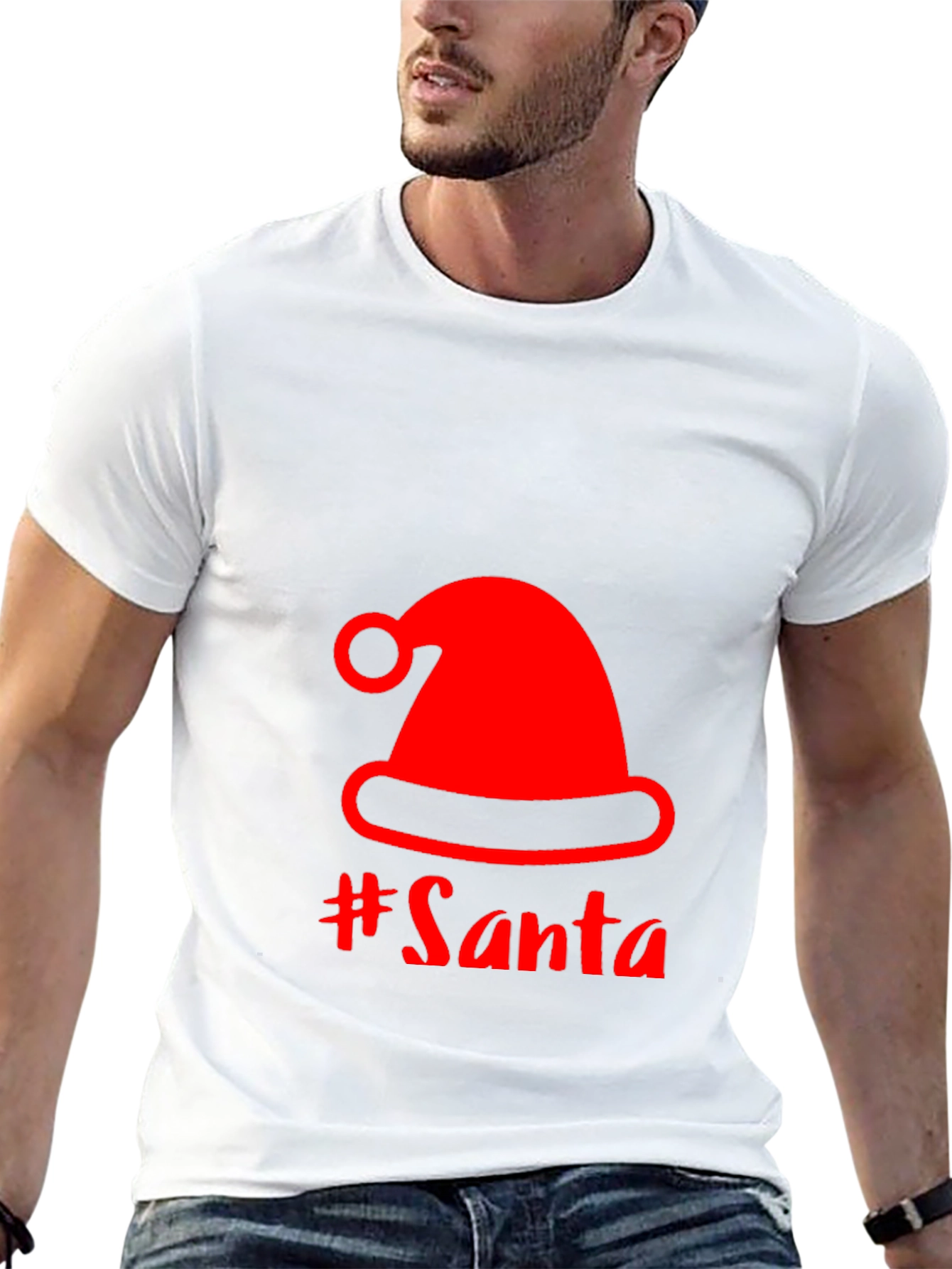 Festive Santa Hat Graphic Tee - Holiday Cheer