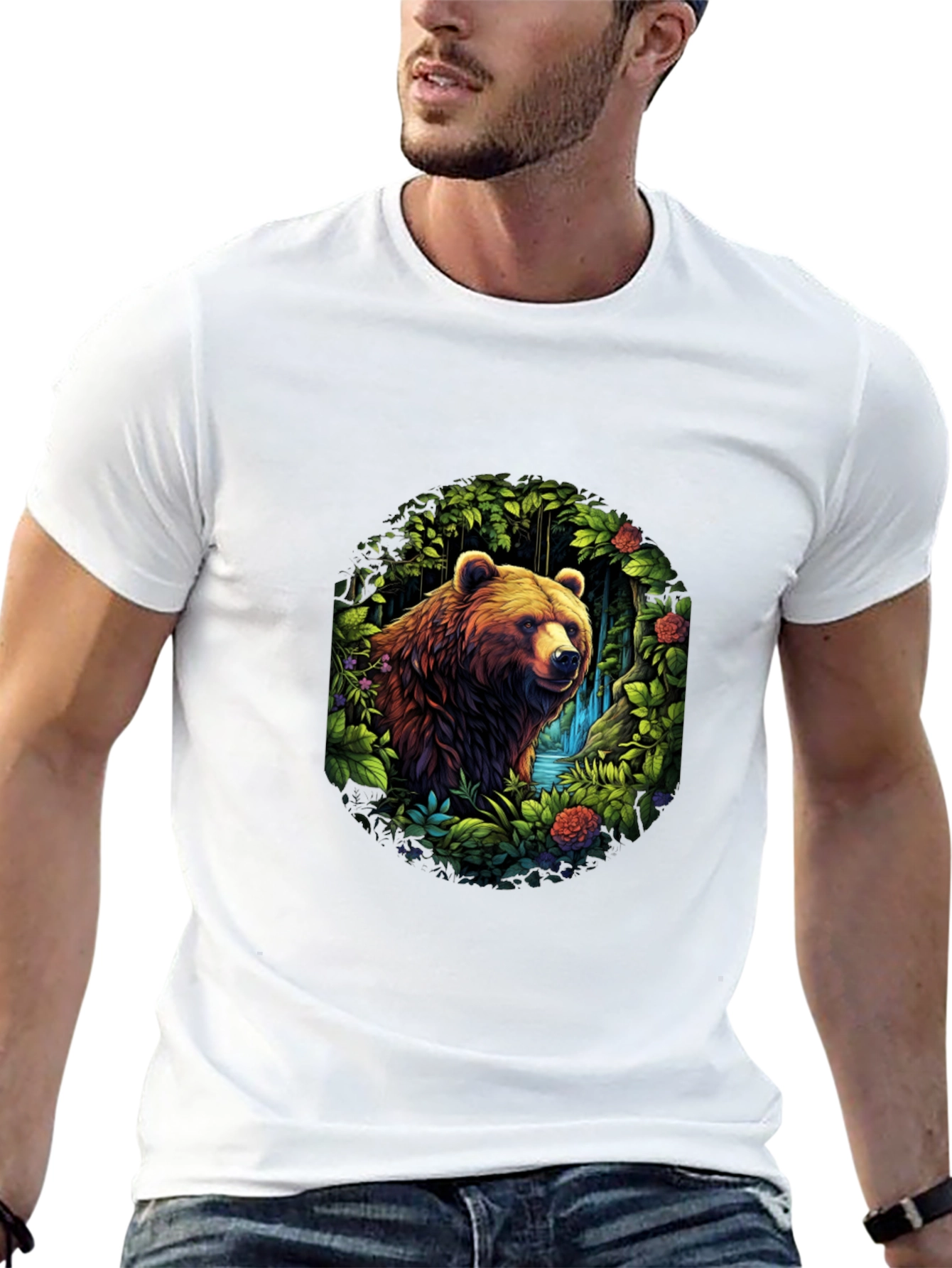 Bear in Forest T-Shirt - Nature Inspired Design