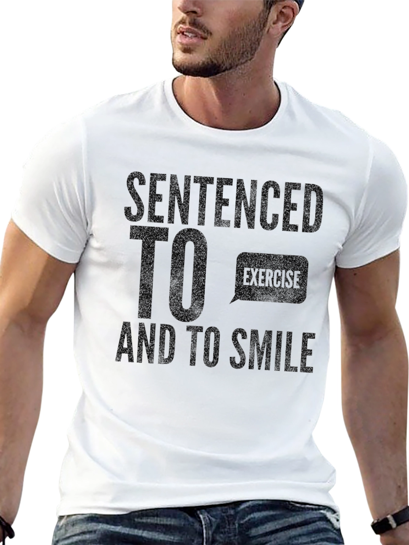 Sentenced To Exercise & Smile Black Graphic Tee