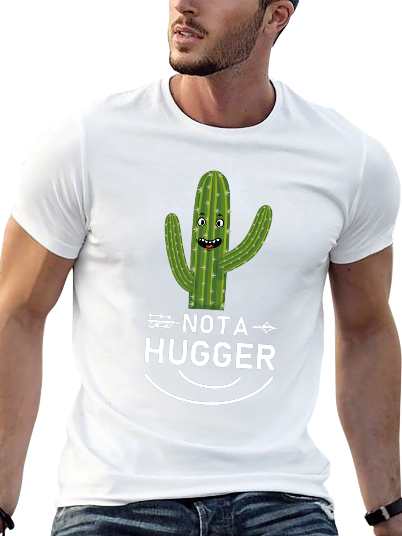 Funny Cactus Not a Hugger Black T-Shirt
