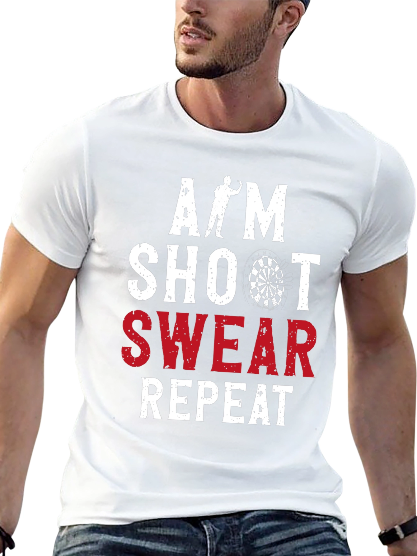 Aim Shoot Swear Repeat Darts Graphic Tee