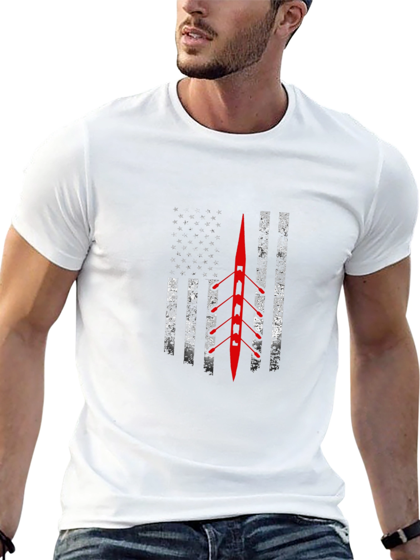 Rowing USA Flag Graphic T-Shirt