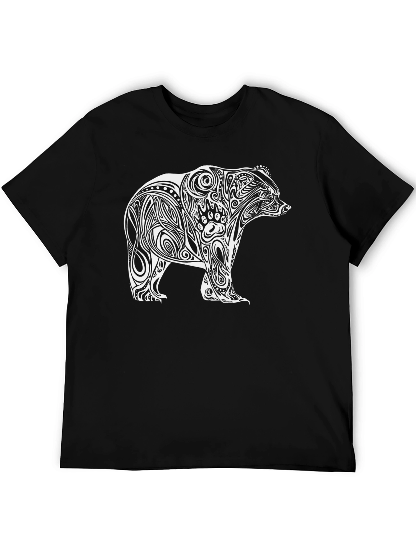 Tribal Bear Graphic T-Shirt - Black
