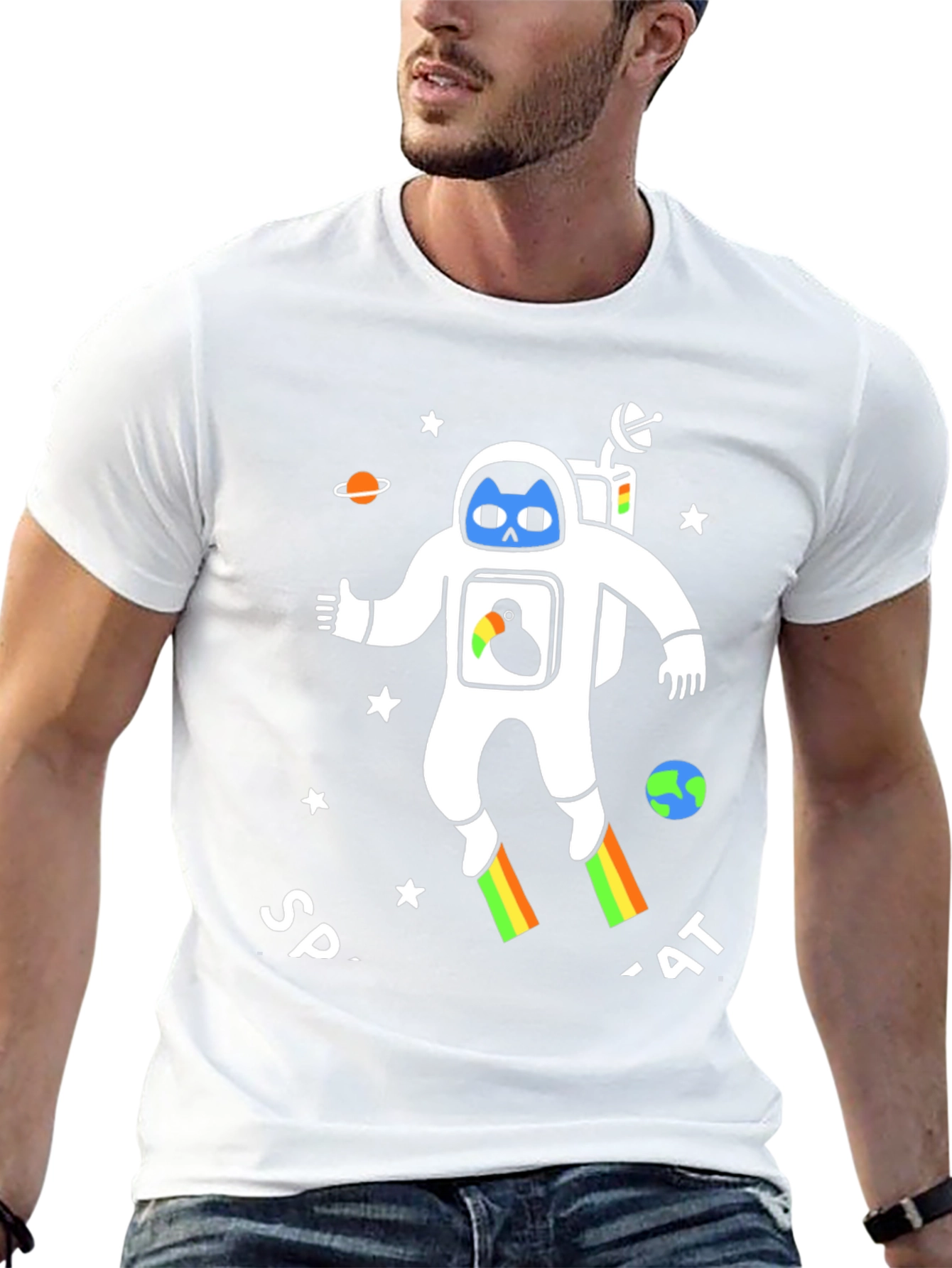 Astronaut Cat Graphic T-Shirt