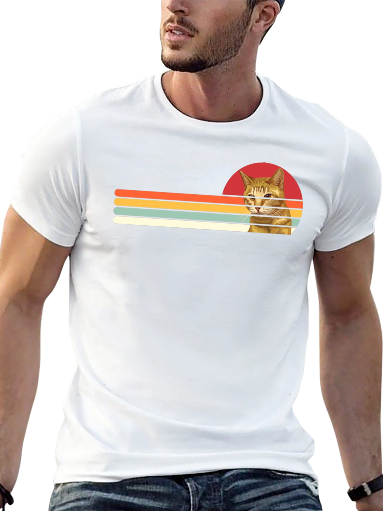 Retro Cat Graphic Tee - Unisex Black T-Shirt