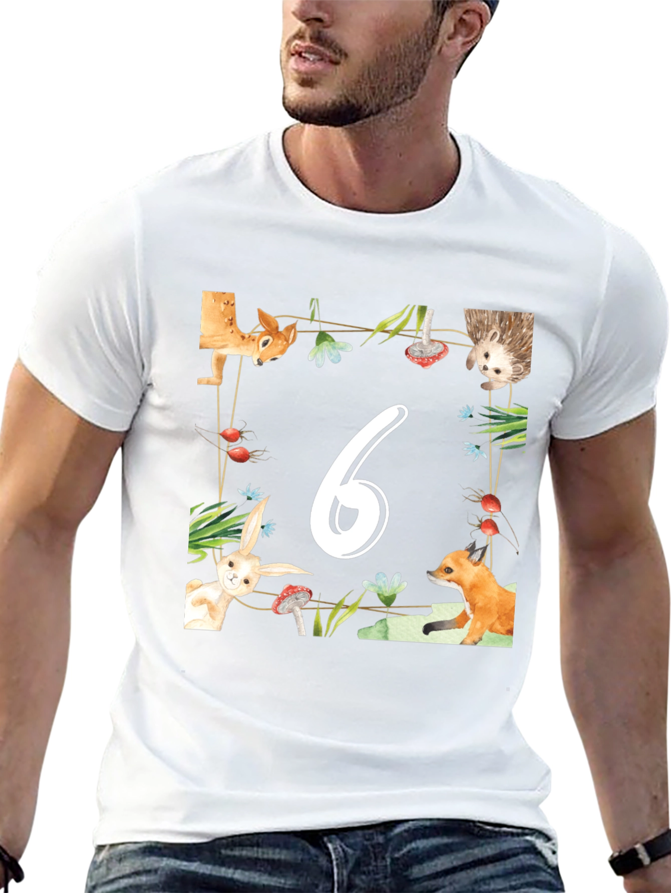 Birthday Number Six Forest Animal T-Shirt